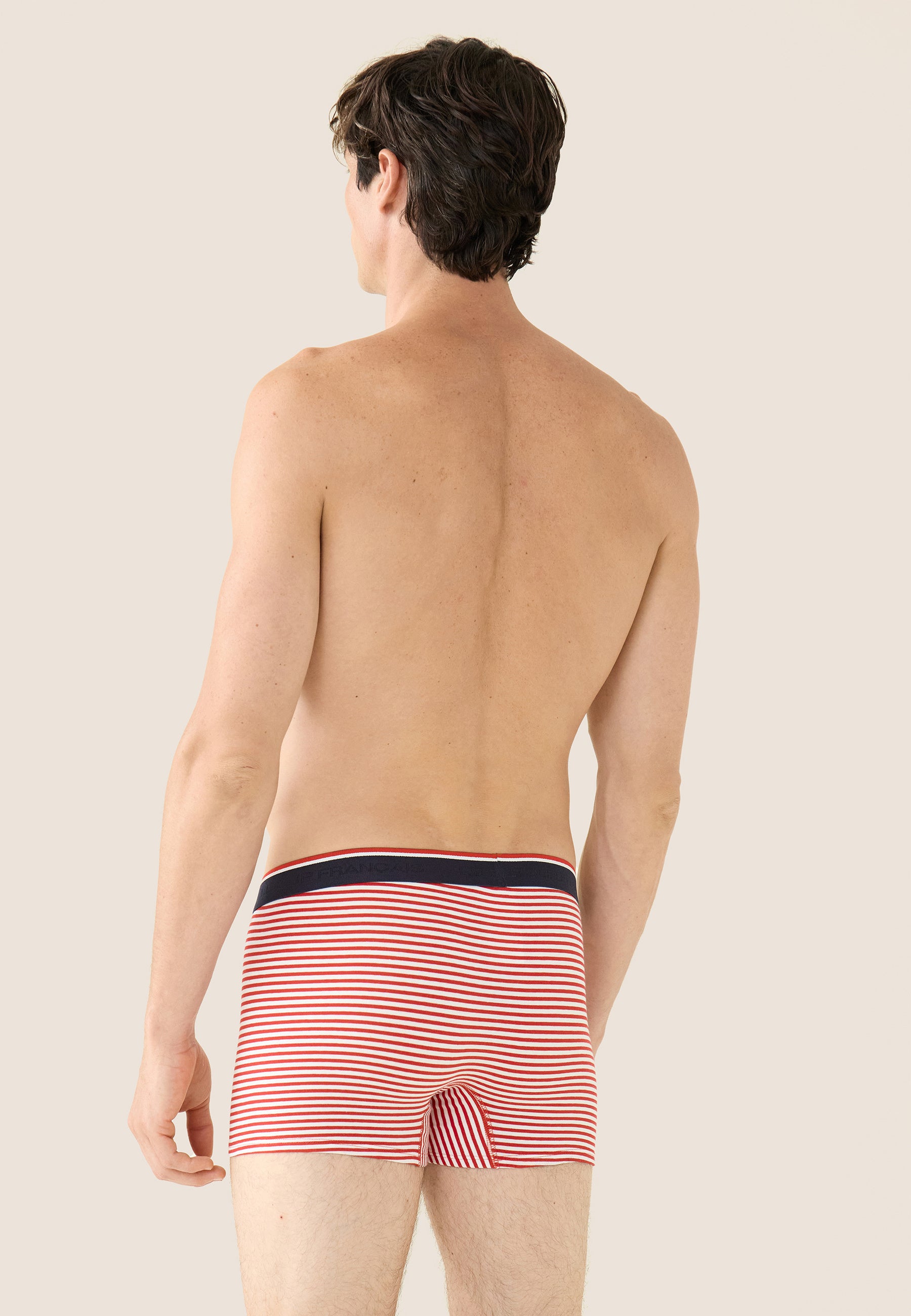 Pack of 3 cotton boxers - Navy Blue Striped Boxers Red White