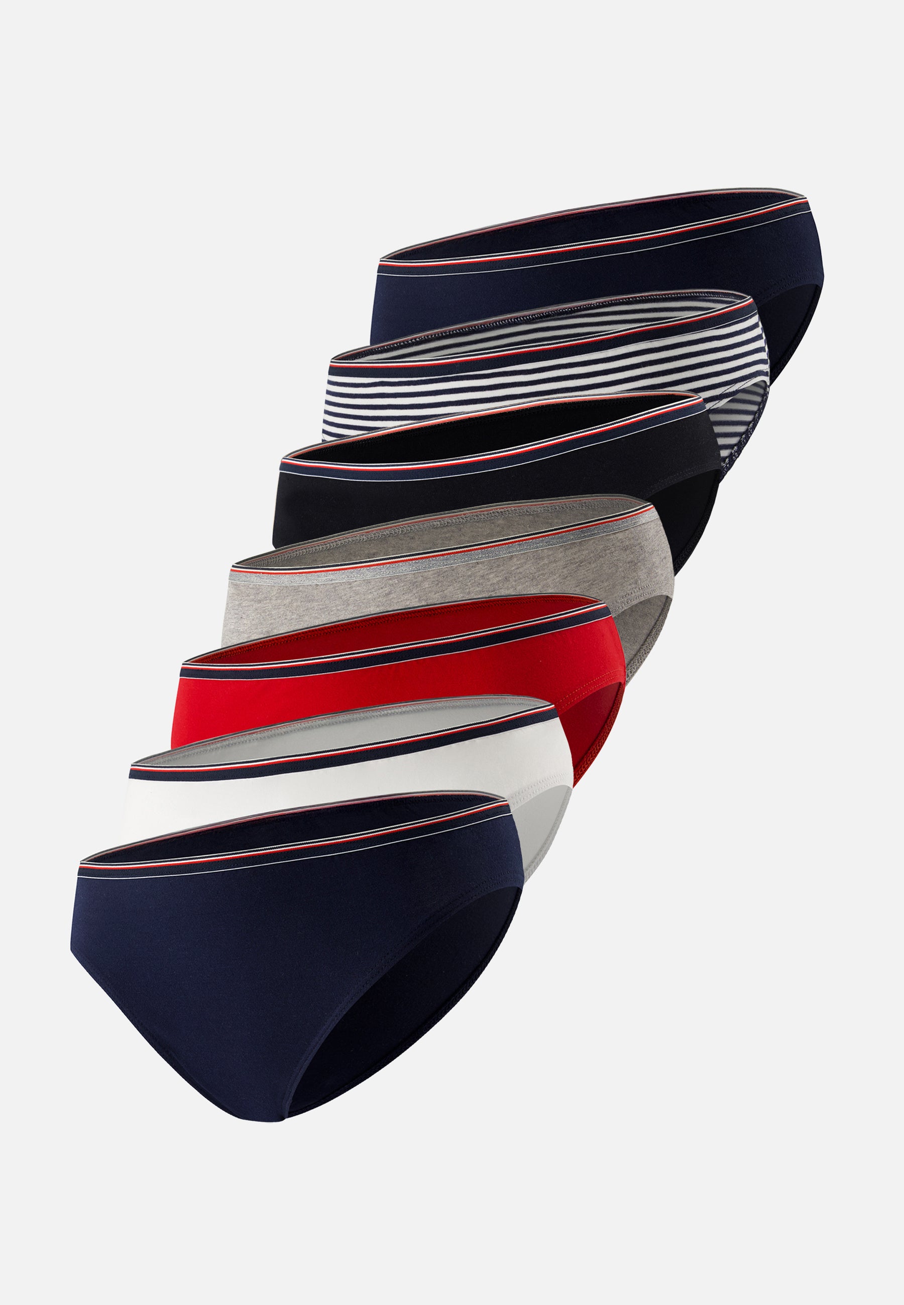 Pack of 7 cotton panties - Lucette White Navy Black Gray Sailor Red Navy