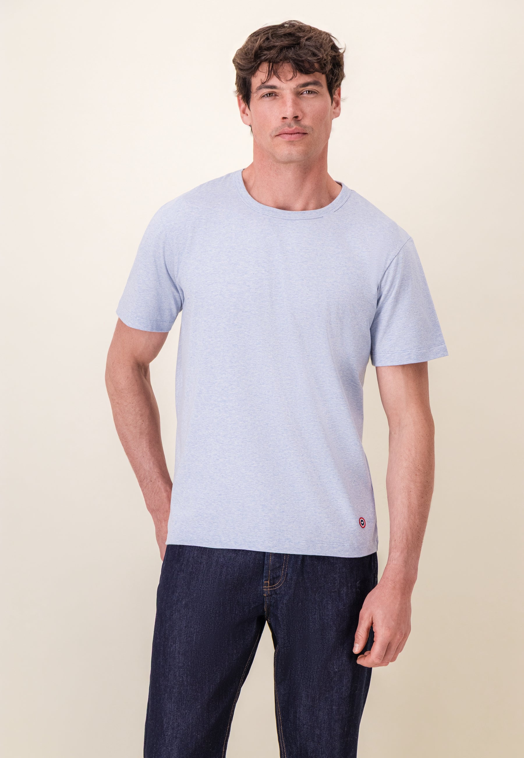 Lot de 3 T-shirts manches courtes en coton - T-Shirts Manches Courtes Formidable Blanc Bleu Ciel Chiné Marine