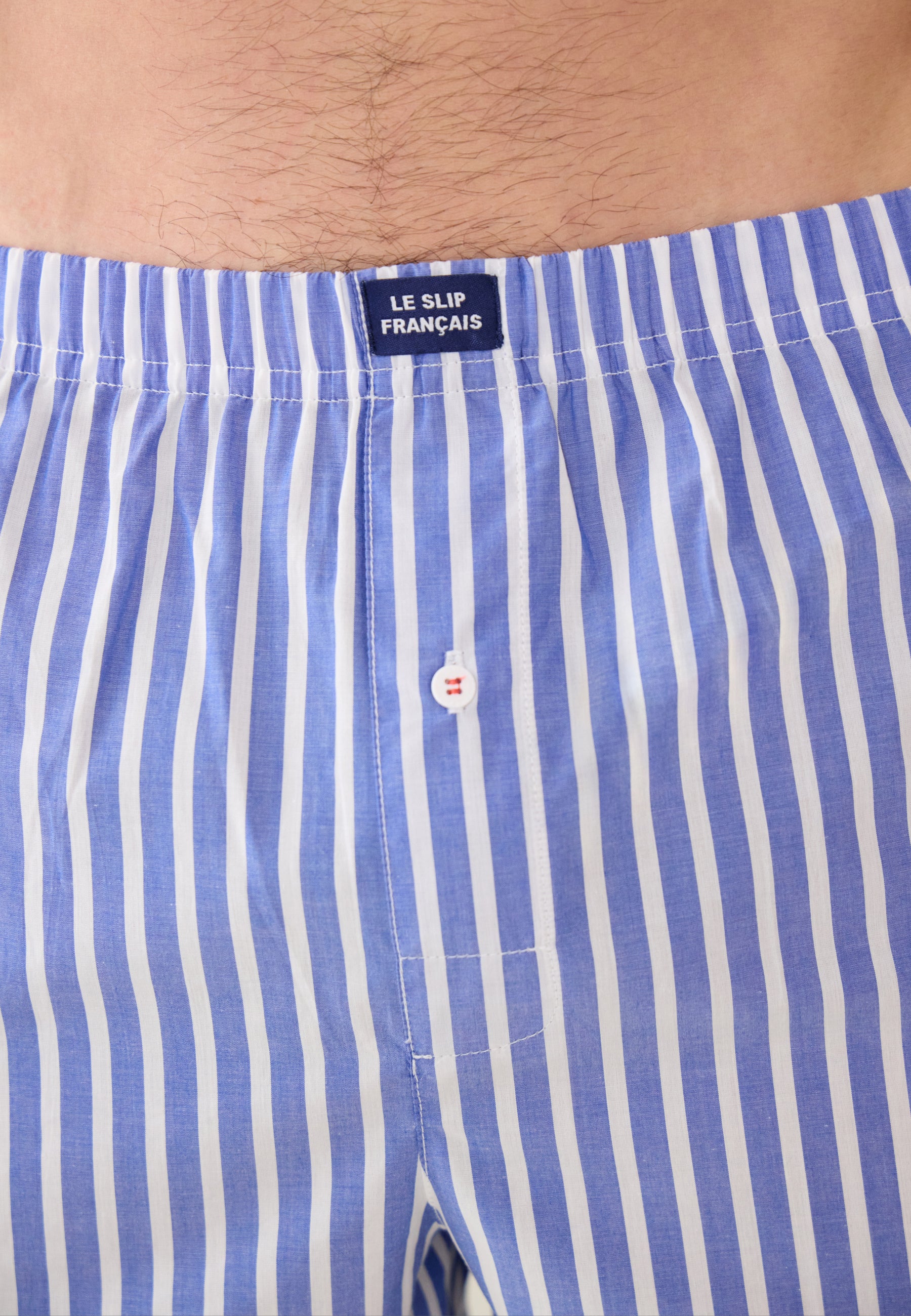 Blue striped cotton boxer shorts - Jacques Sens Nautical Blue