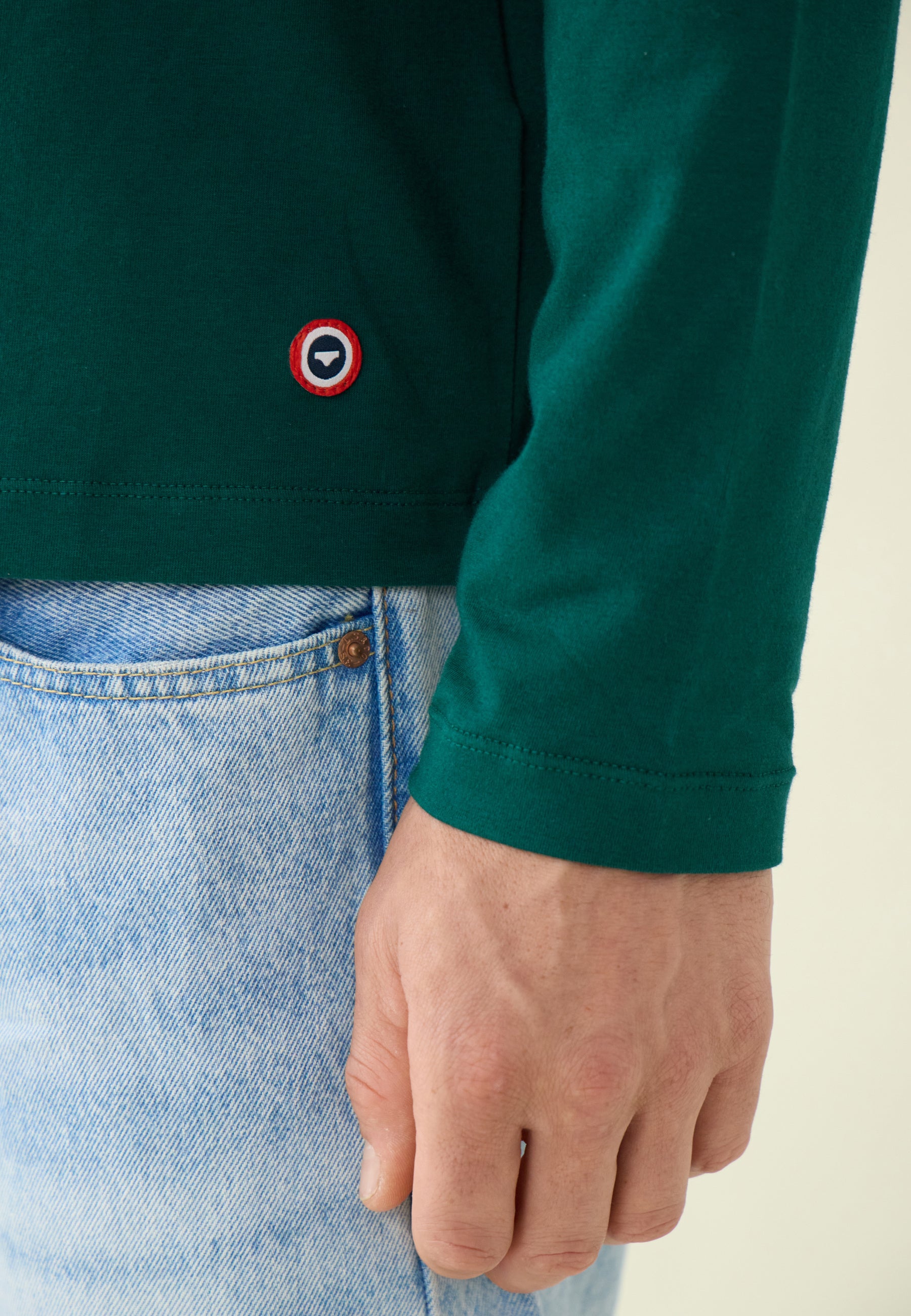 T-shirt homme vert sapin à manches longues en coton - Superbe Vert Sapin