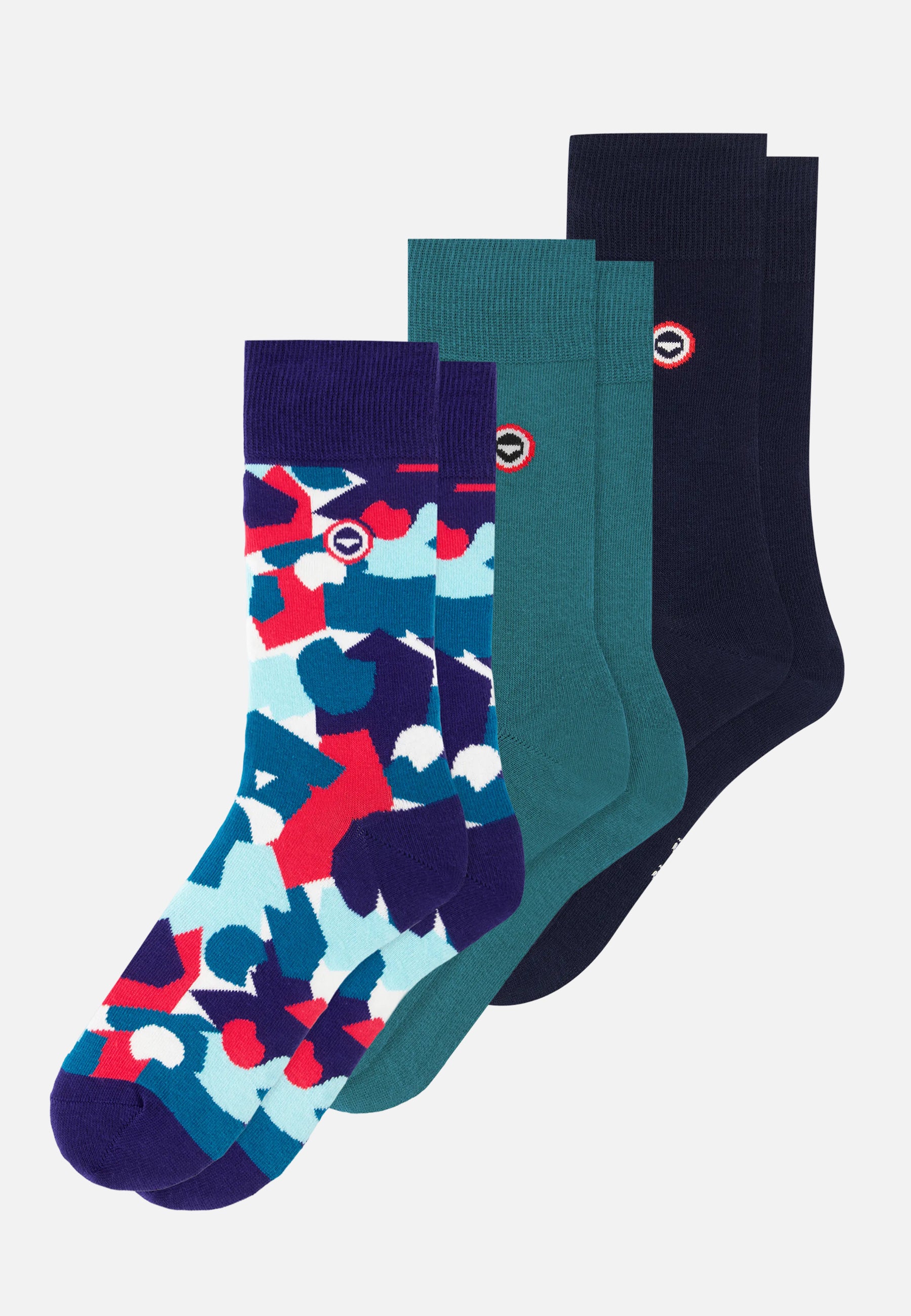 Set of 3 mid-calf socks - Confetti Socks Teal Teal