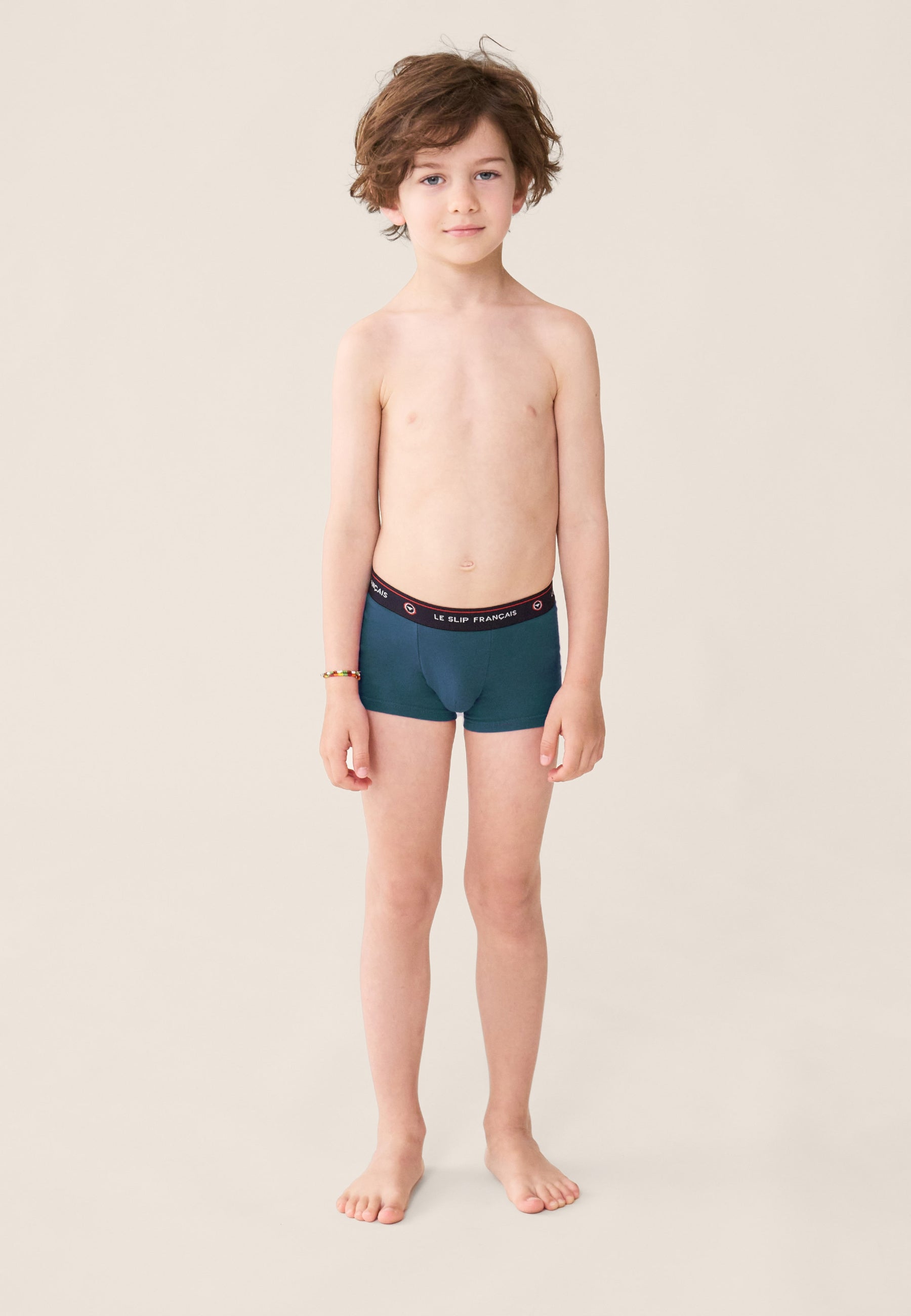 Boxer enfant bleu en coton - Petit Joseph Bleu Canard