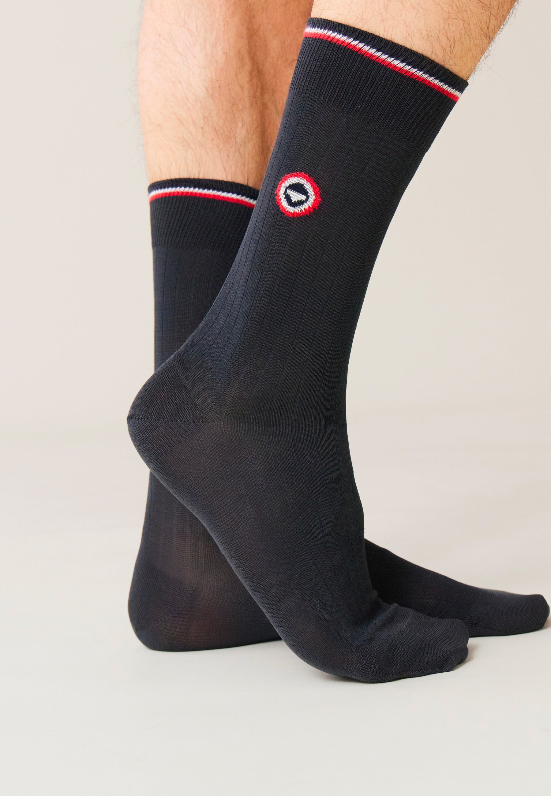 Chaussettes mi-hautes anthracite en fil d'Écosse - Nessy Anthracite