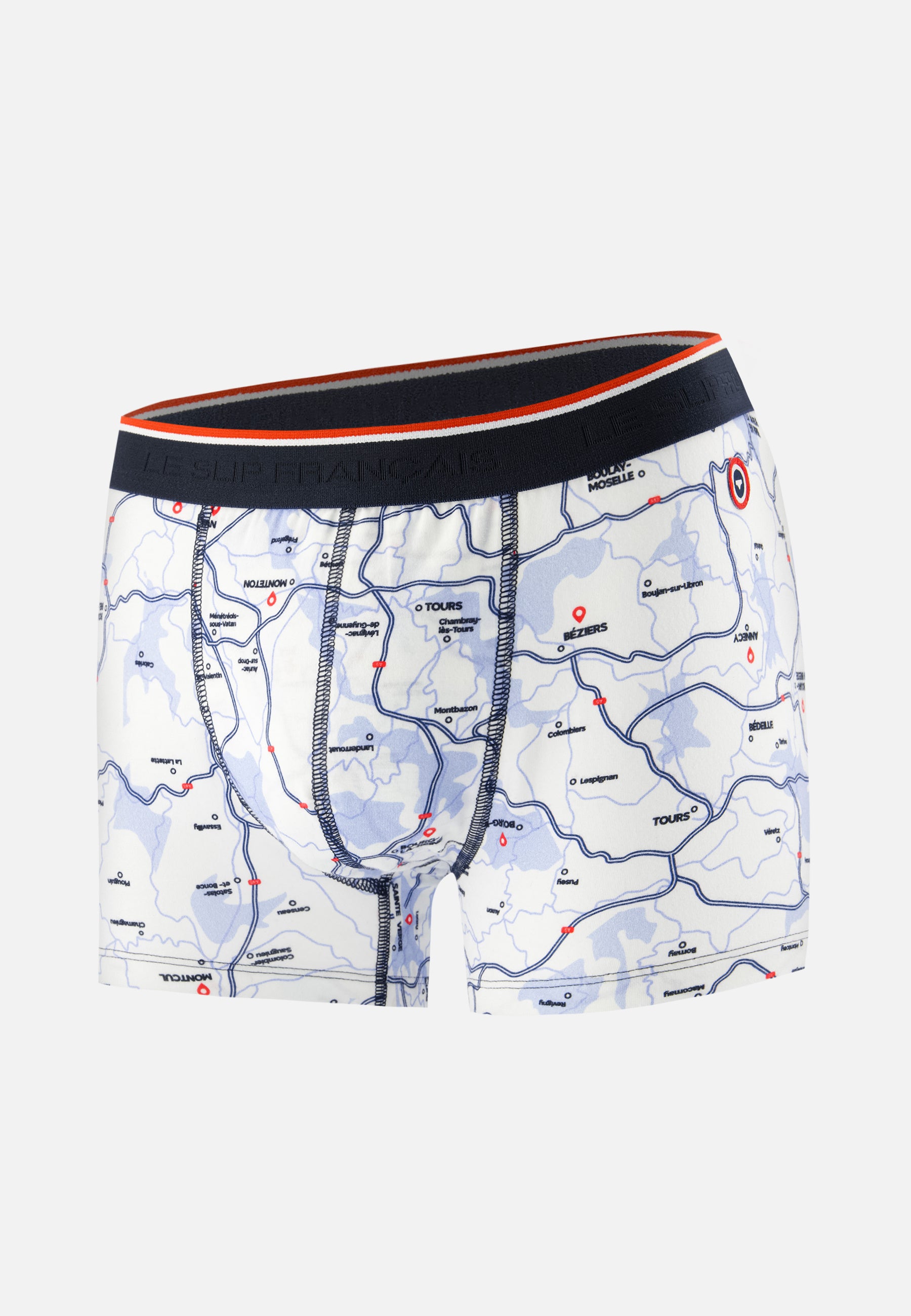Boxer blanc à motifs français en coton - Marius La France en slip