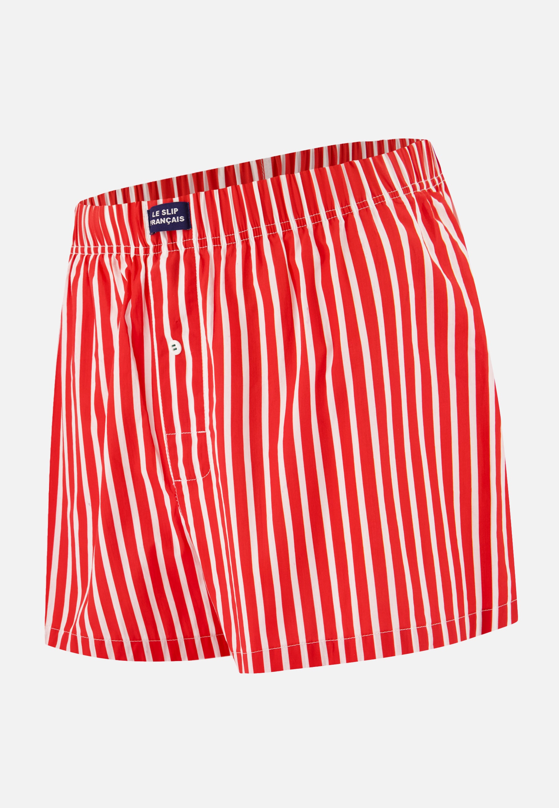 Red striped cotton boxer shorts - Jacques Rayures Rouge