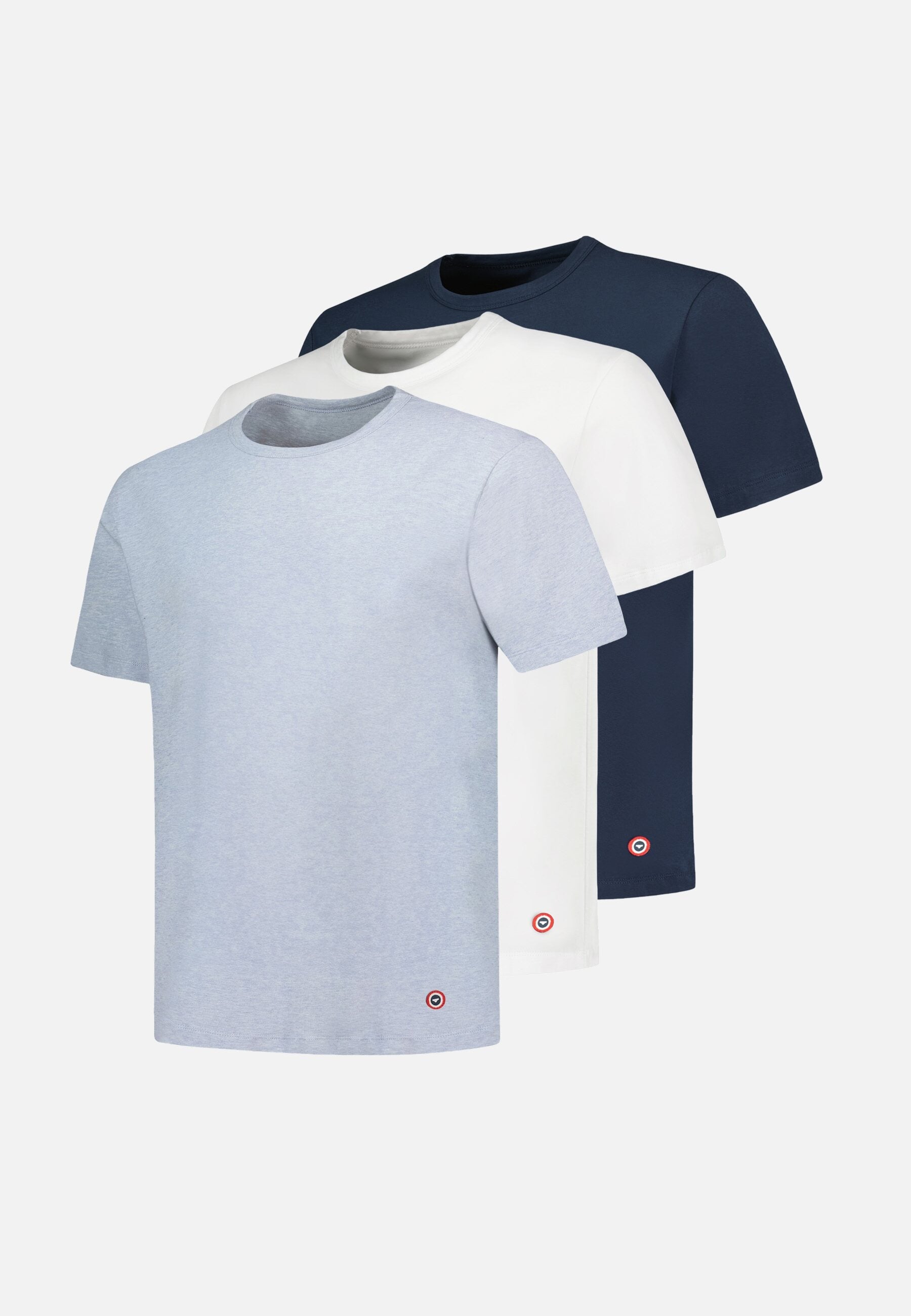 Lot de 3 T-shirts manches courtes en coton - T-Shirts Manches Courtes Formidable Blanc Bleu Ciel Chiné Marine