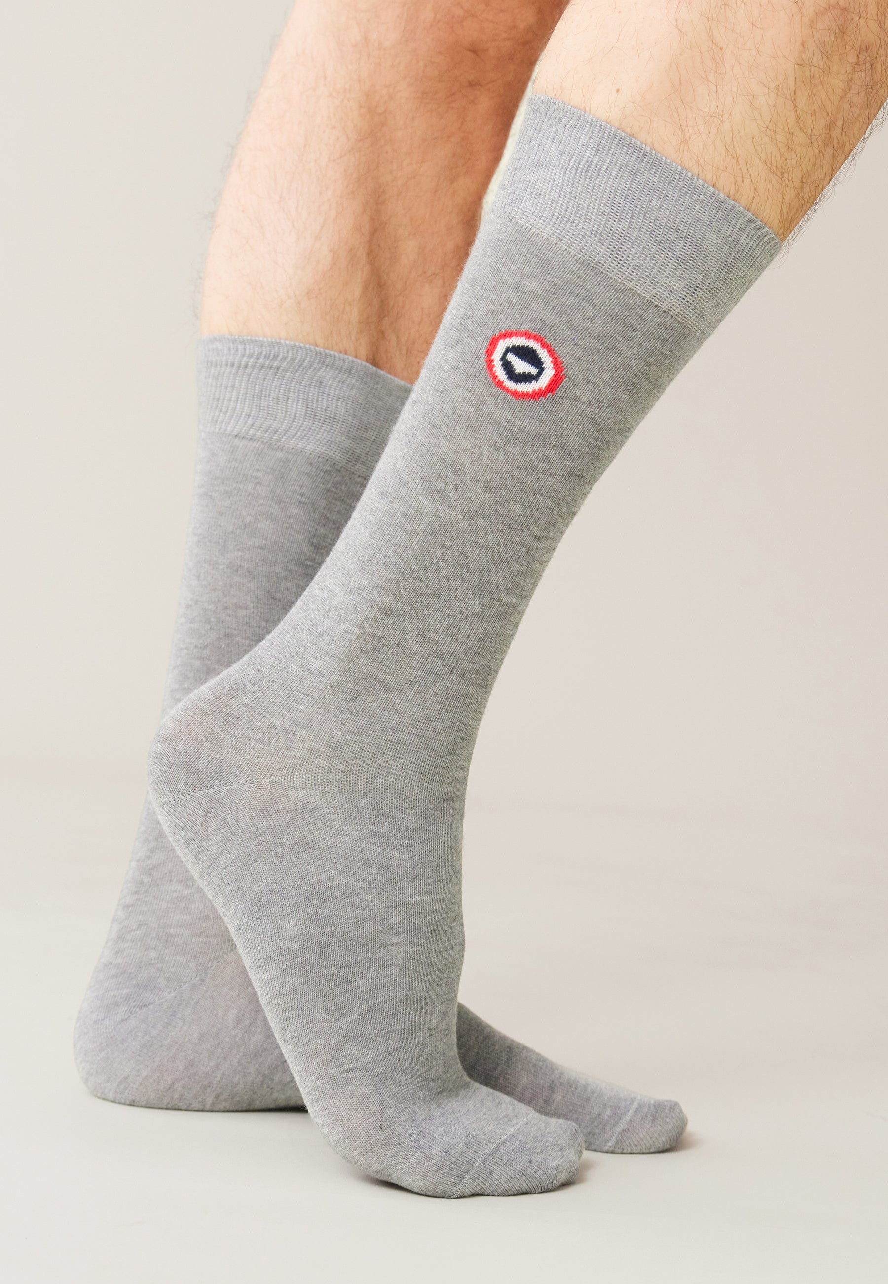 Chaussettes mi-hautes en coton - Lucas Gris Chiné