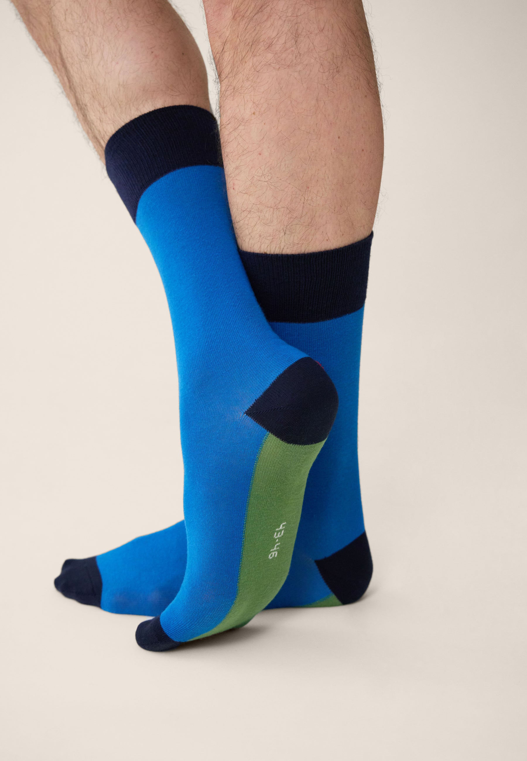 Pack of 2 mid-calf cotton socks - Block Socks Turquoise Blue Mint Green Navy