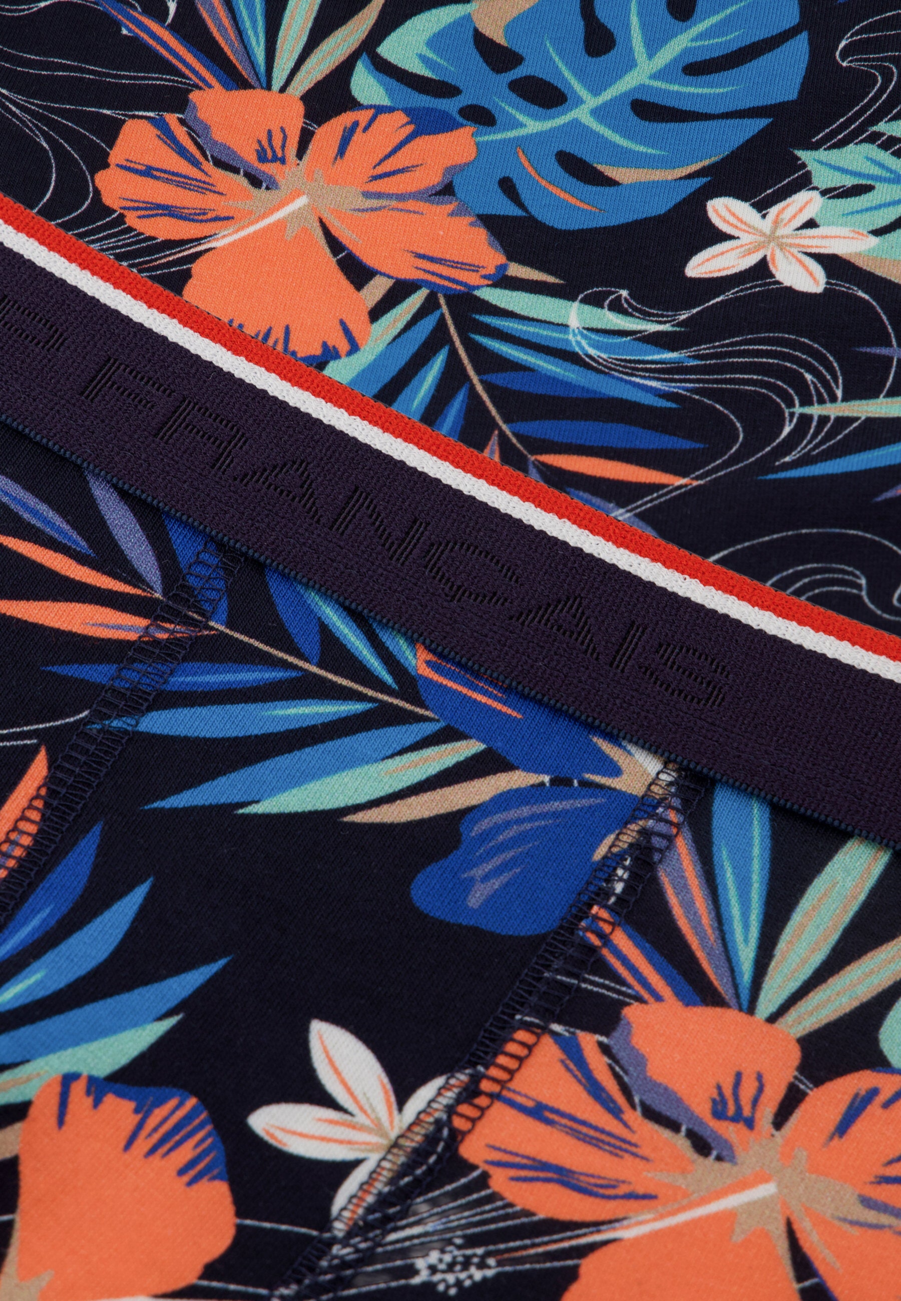 Boxer bleu à motif floral en coton - Marius Hawaï Bleu Nautique