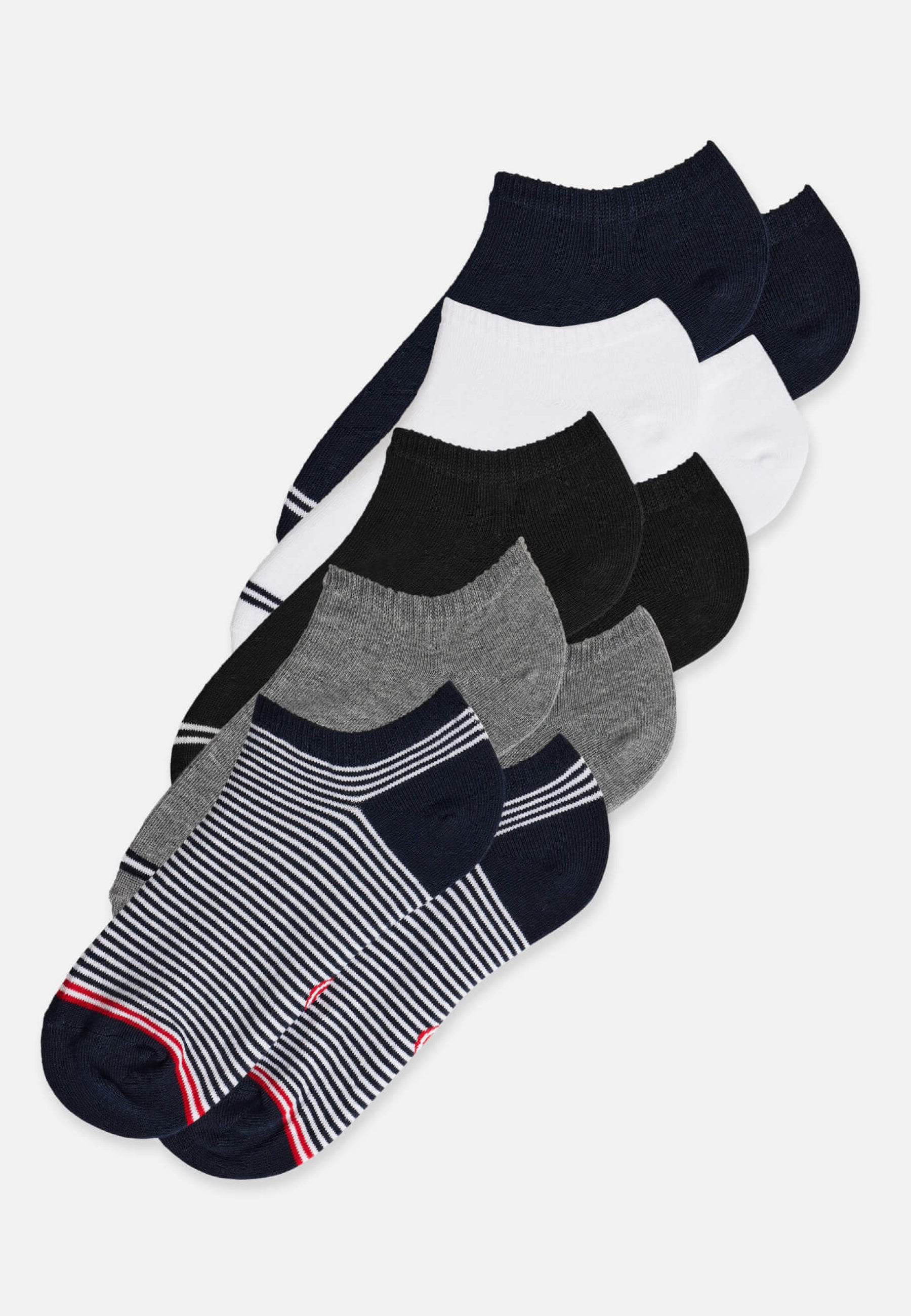 Pack of 5 pairs of low socks - Mariniere Navy Grey China White Black