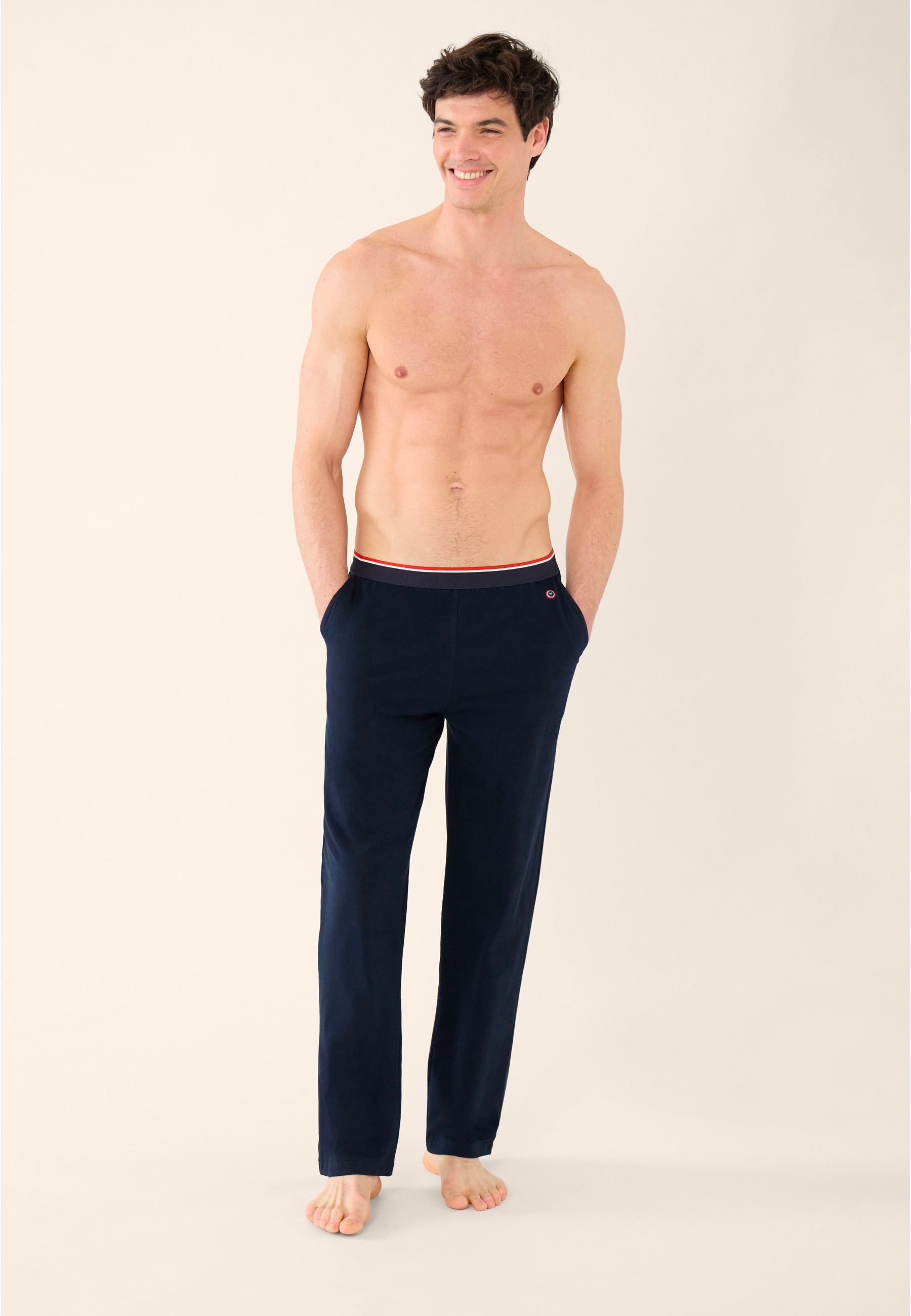 Bas de pyjama long homme bleu en coton - Toudou Marine