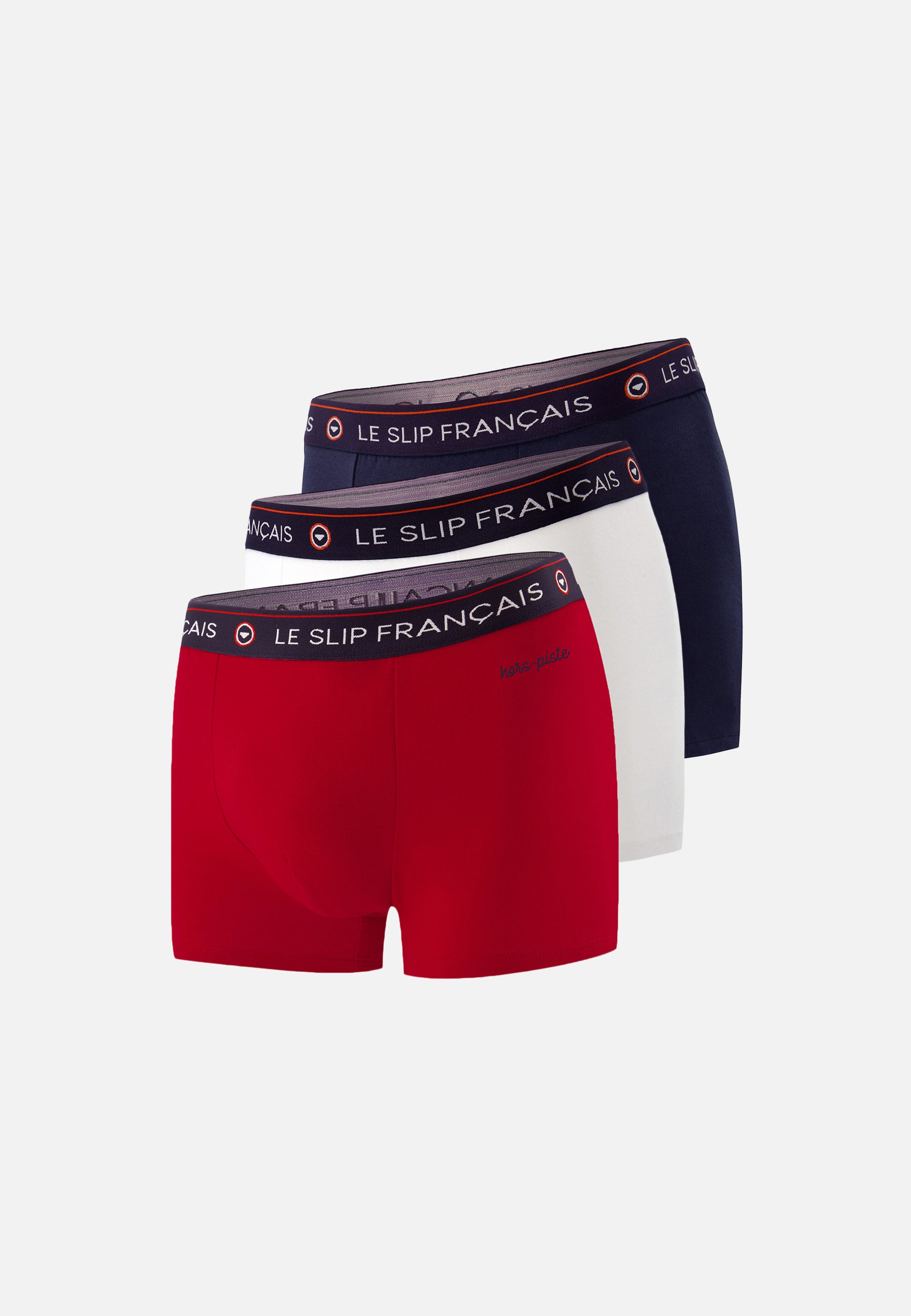 Pack of 3 cotton boxer shorts - Navy, White, and Red Embroidered Off-Piste Boxer Shorts