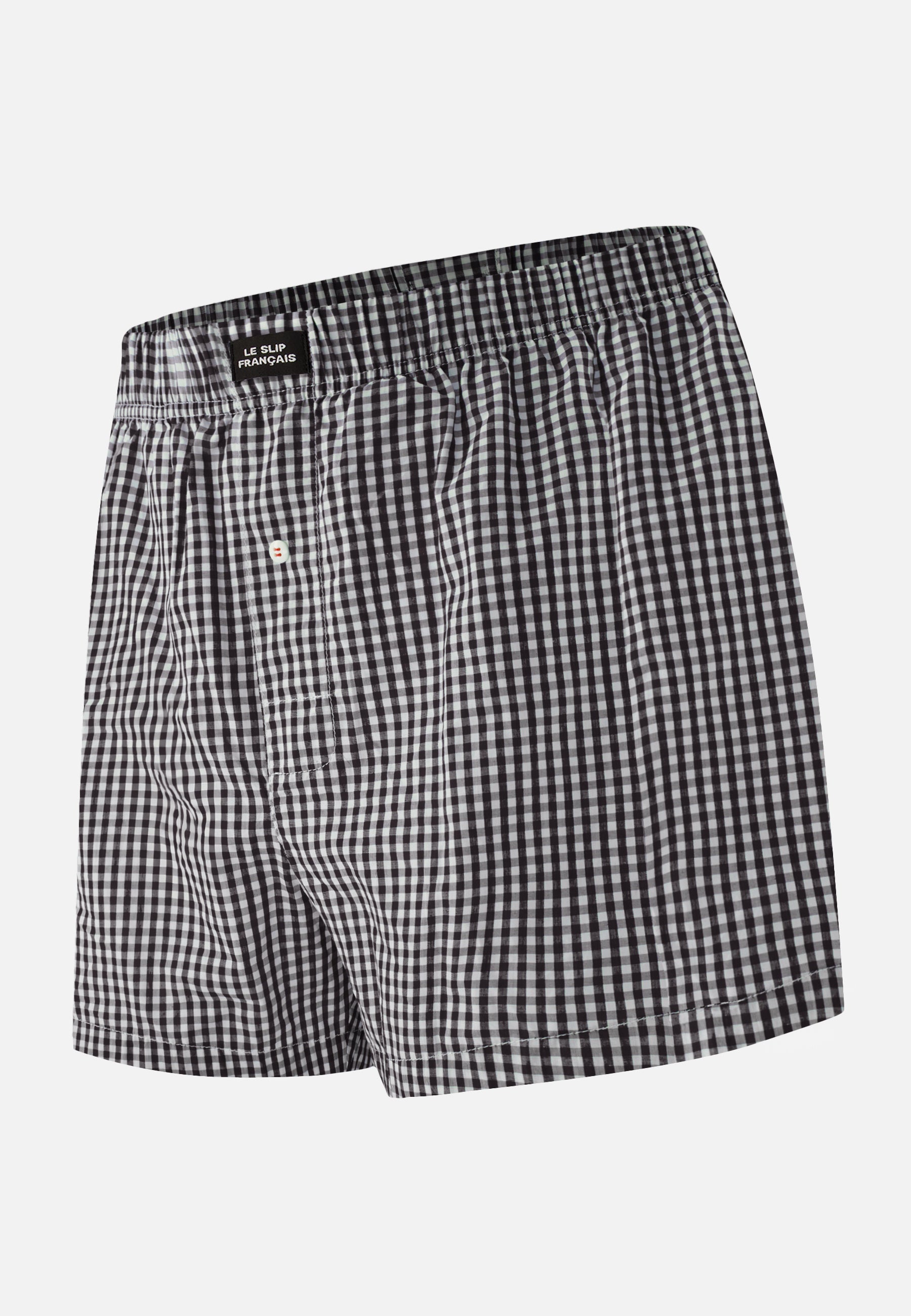 Black cotton checked boxer shorts - Jacques Black Vichy Tiles