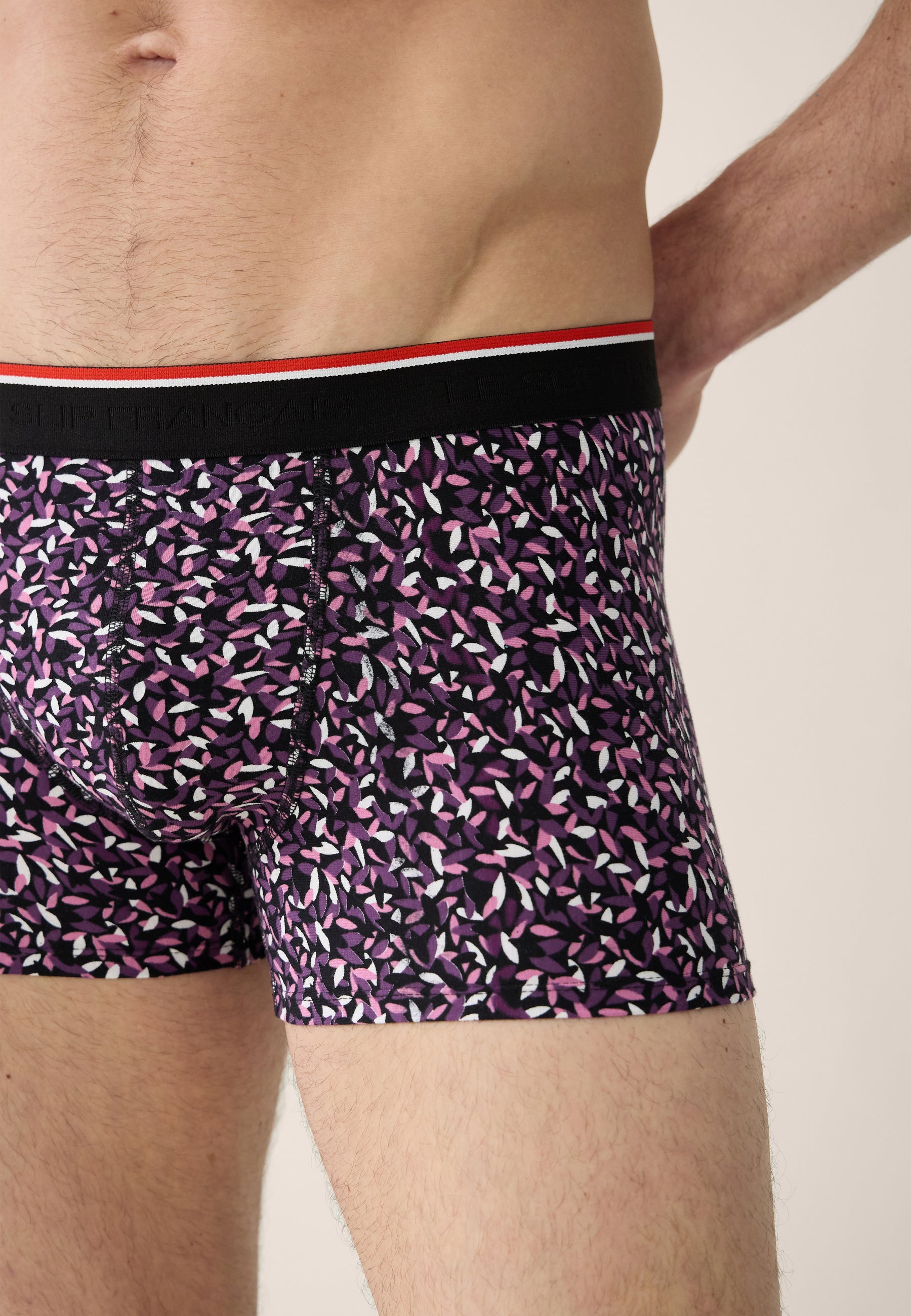 Plum cotton boxer shorts with gavotte pattern - Marius Gavotte Prune