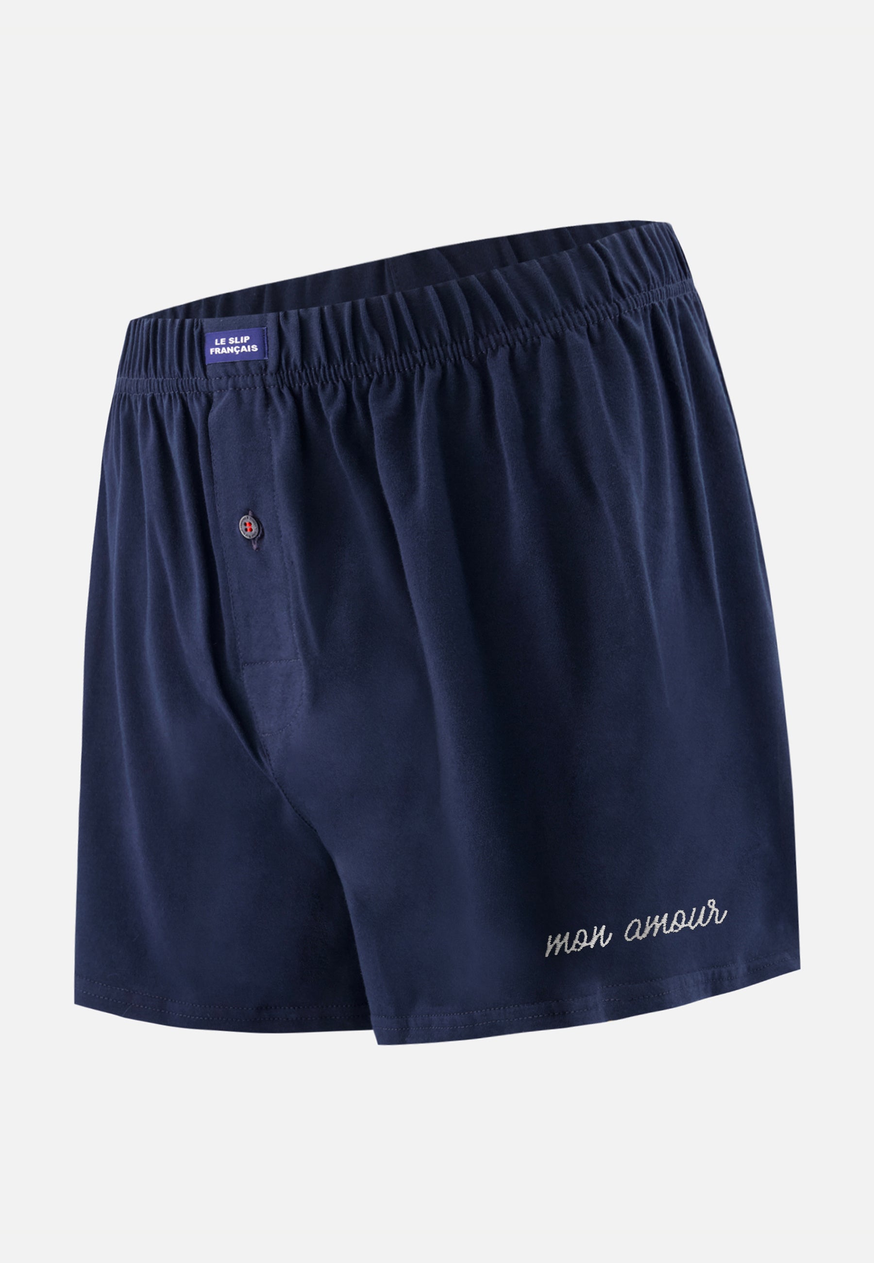 Caleçon bleu marine Lsf en jersey de coton - Fredo Marine brodé Mon Amour