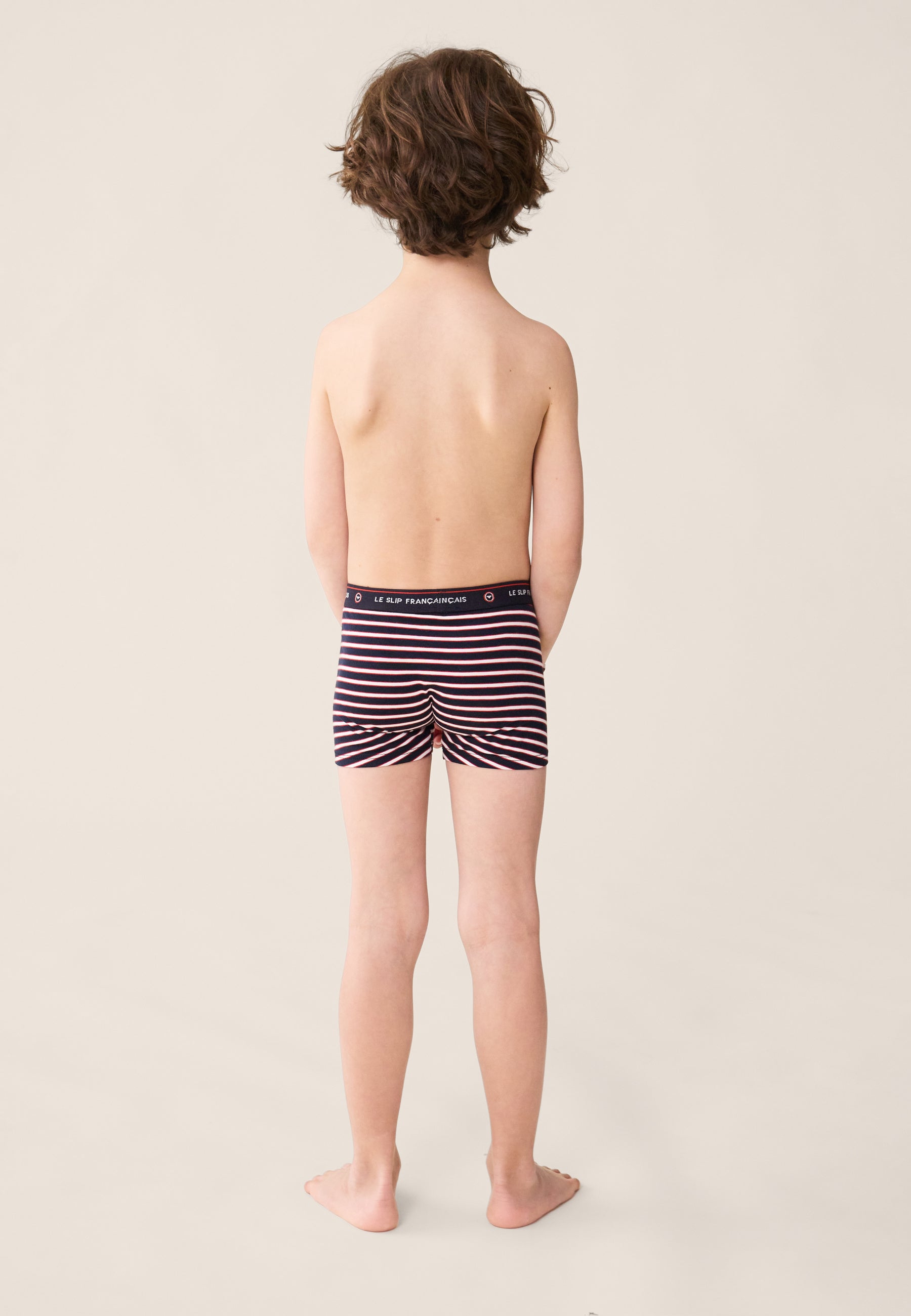 Boxer enfant à rayures tricolores en coton - Petit Joseph Rayure Tricolore