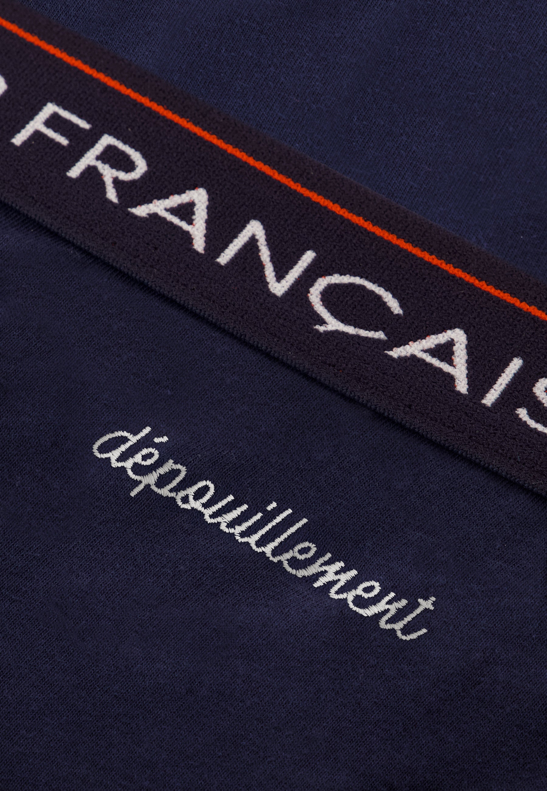 Boxer bleu marine en coton - Redoutable Marine Brodé Dépouillement