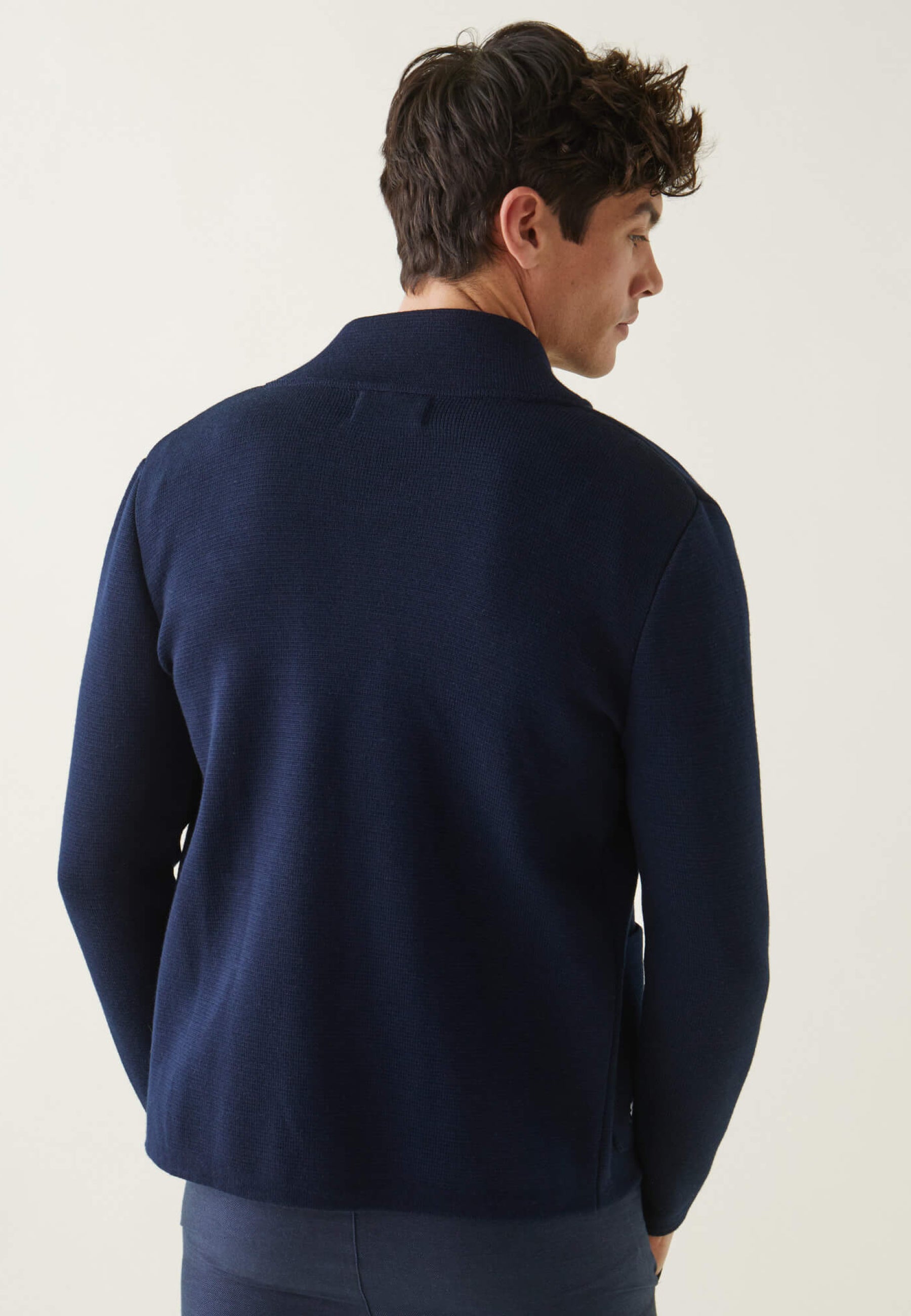 Men's navy blue knitted cardigan - Eloi Marine