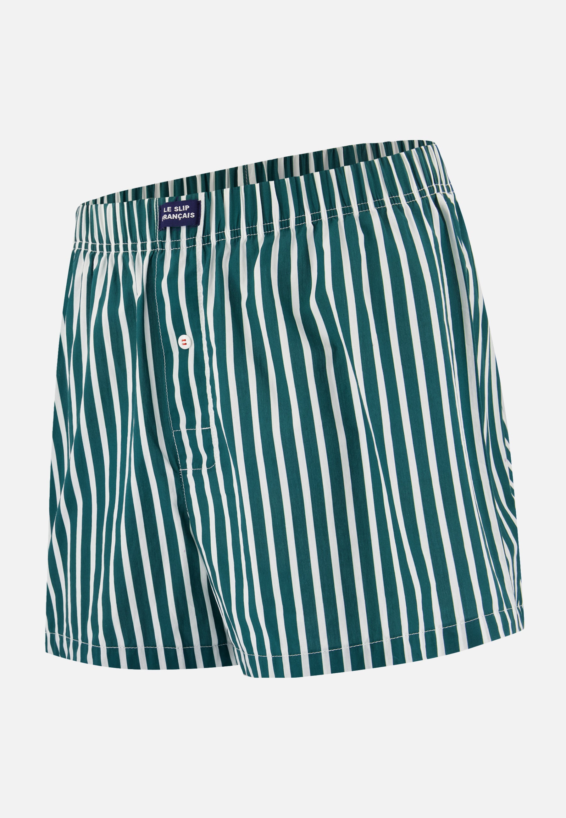 Pine green striped cotton boxer shorts - Jacques Pine Green Stripes