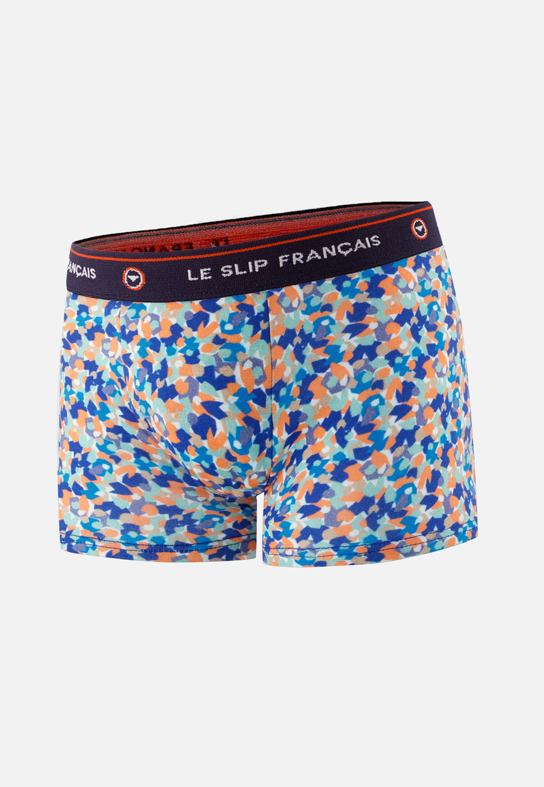 Boxer enfant bleu à motif confetti en coton - Petit Joseph Confetti Bleu Nautique
