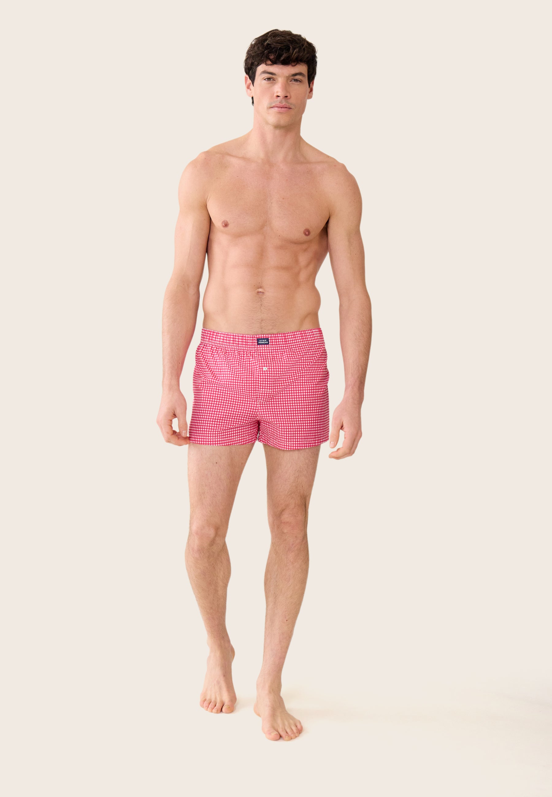 Caleçon à carreaux rose en coton - Jacques Vichy Rose Cerise