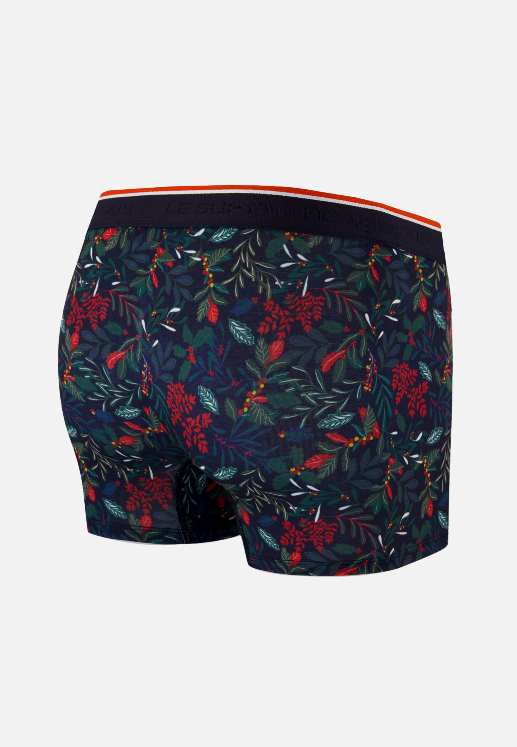 Boxer bleu marine imprimé houx - Marius Houx Marbre Vert