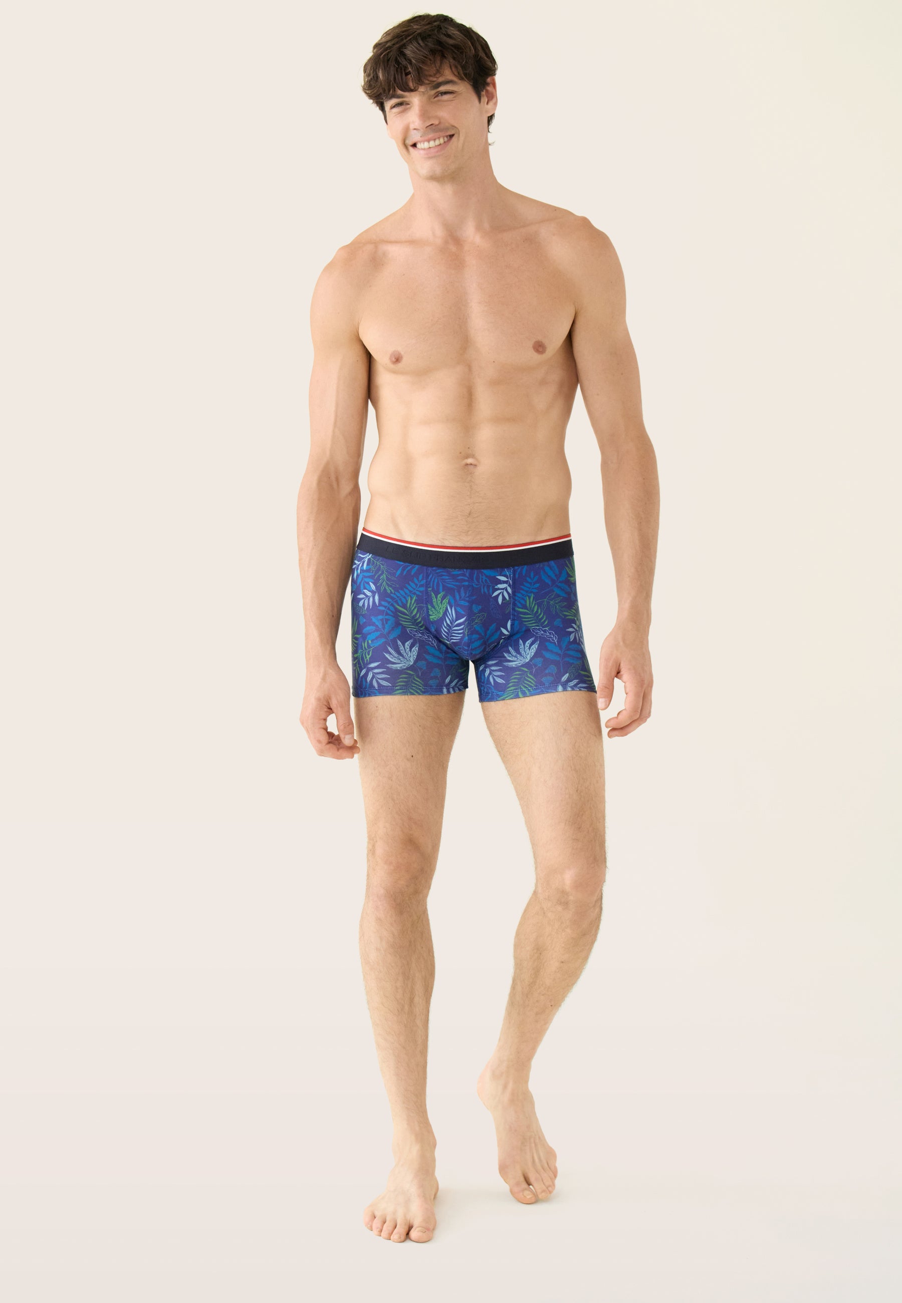 Boxer à feuilles indigo en coton - Marius Sous Bois Indigo