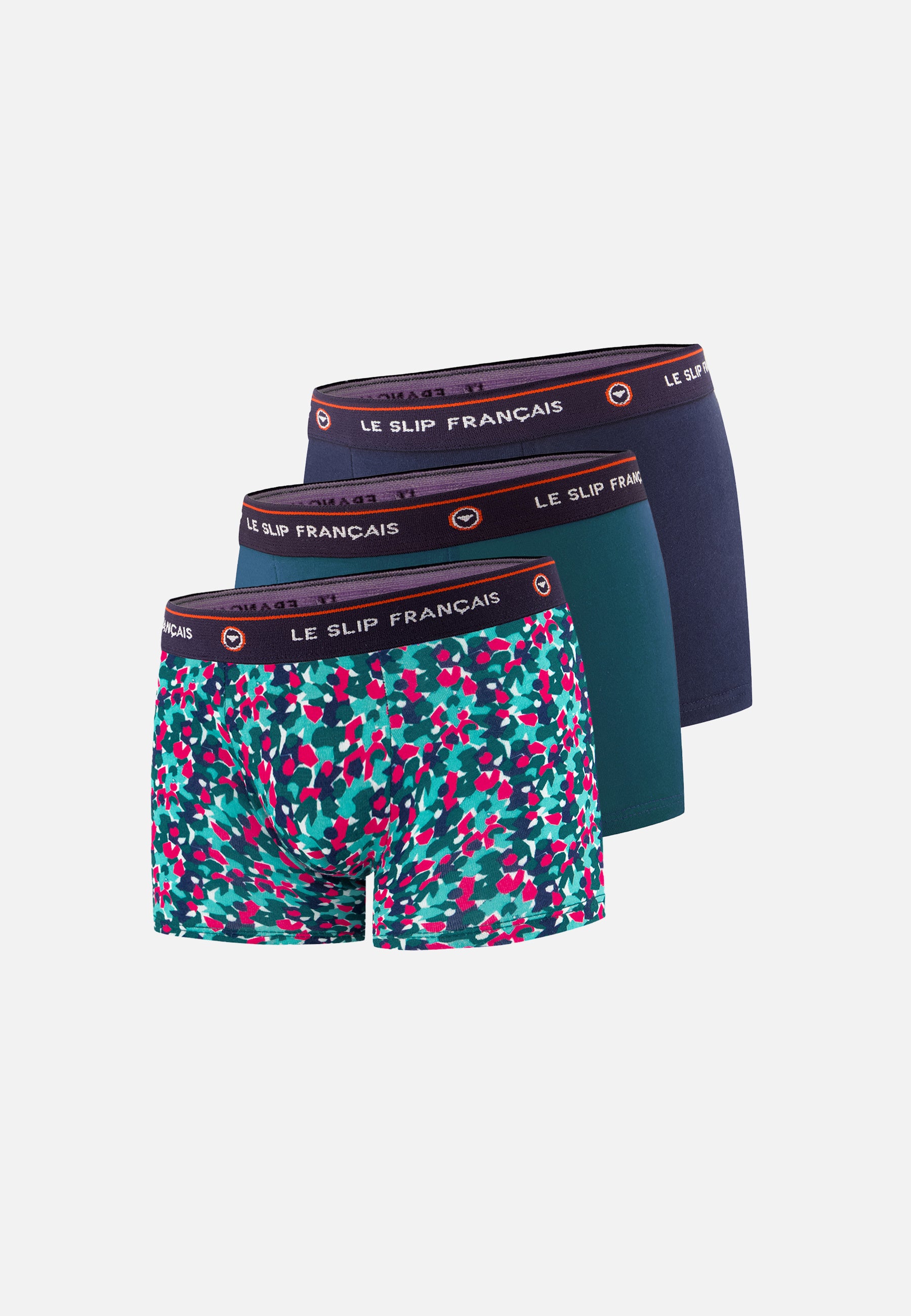 Pack of 3 children's cotton boxer shorts - Navy Confetti Boxer Shorts, Teal, and Teal