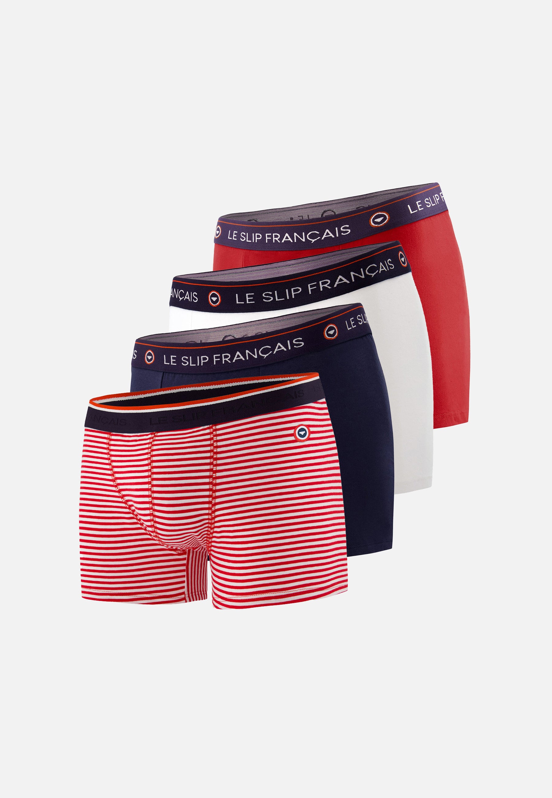 Lot de 4 boxers en coton - Boxers Marine Marinière Rouge Blanc Rouge