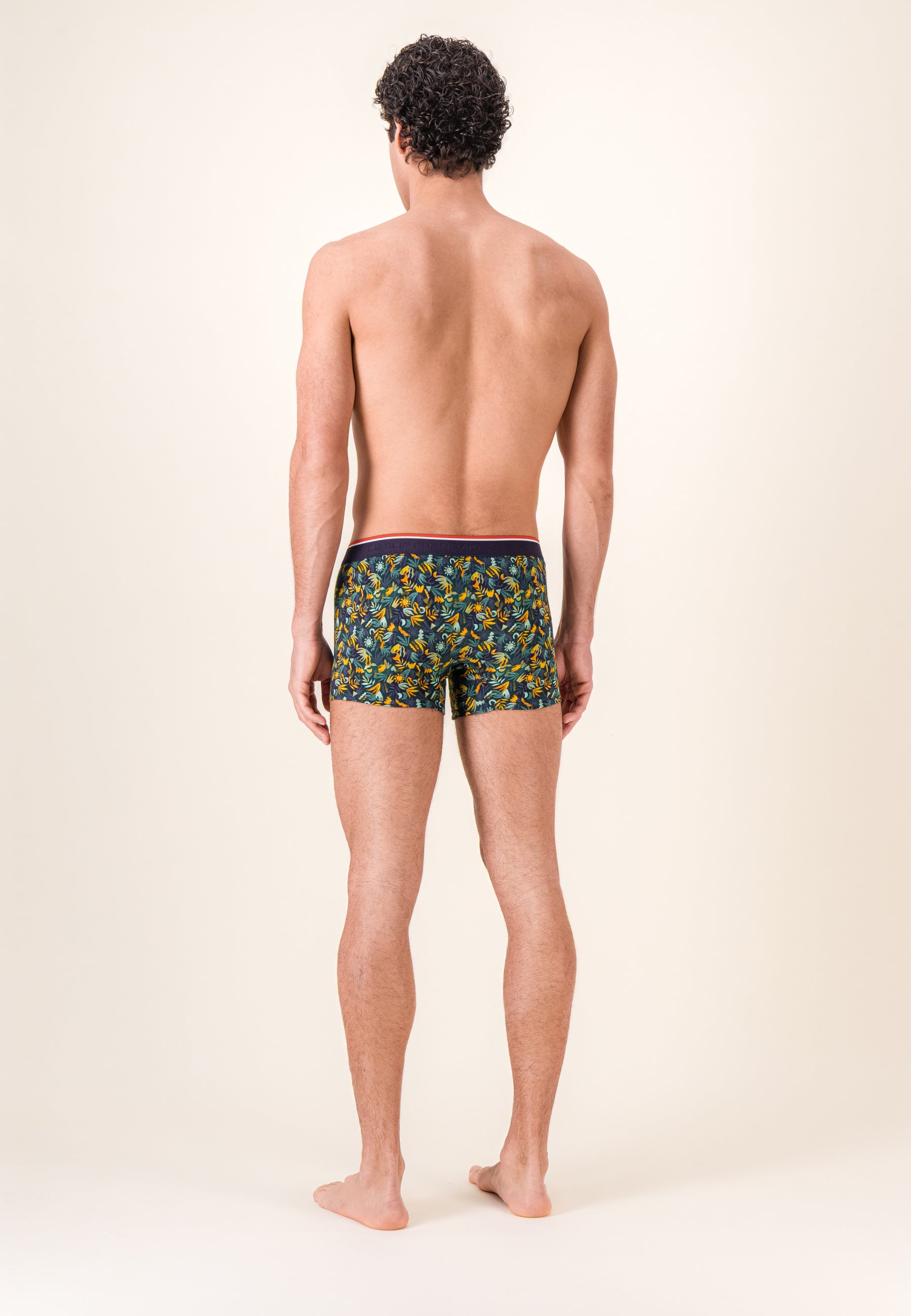 Green boxer shorts with jungle print in cotton - Marius Jungle Khaki Veronese