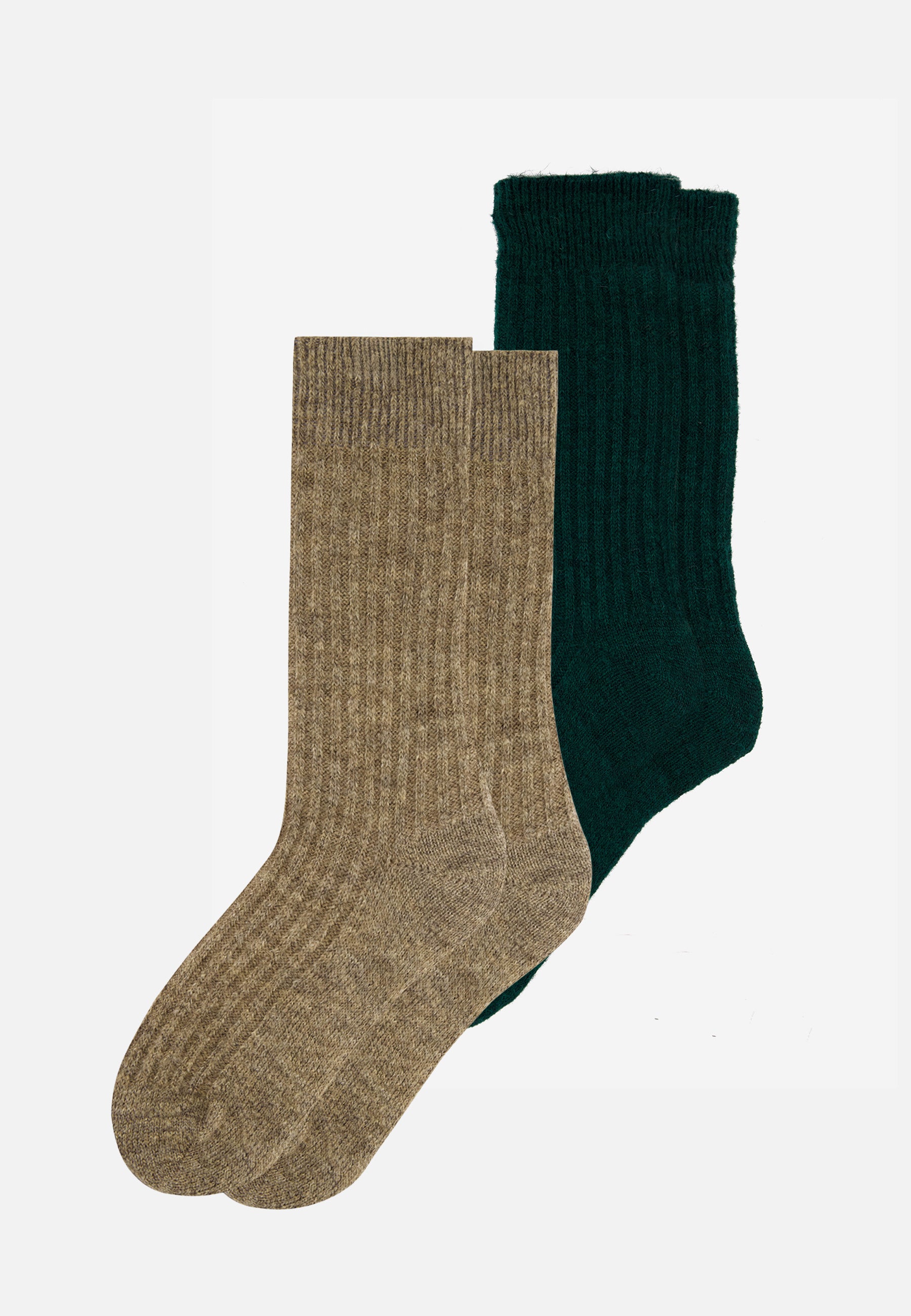 Lot de 2 chaussettes mi-hautes avec mohair - Chaussettes Sapin Camel