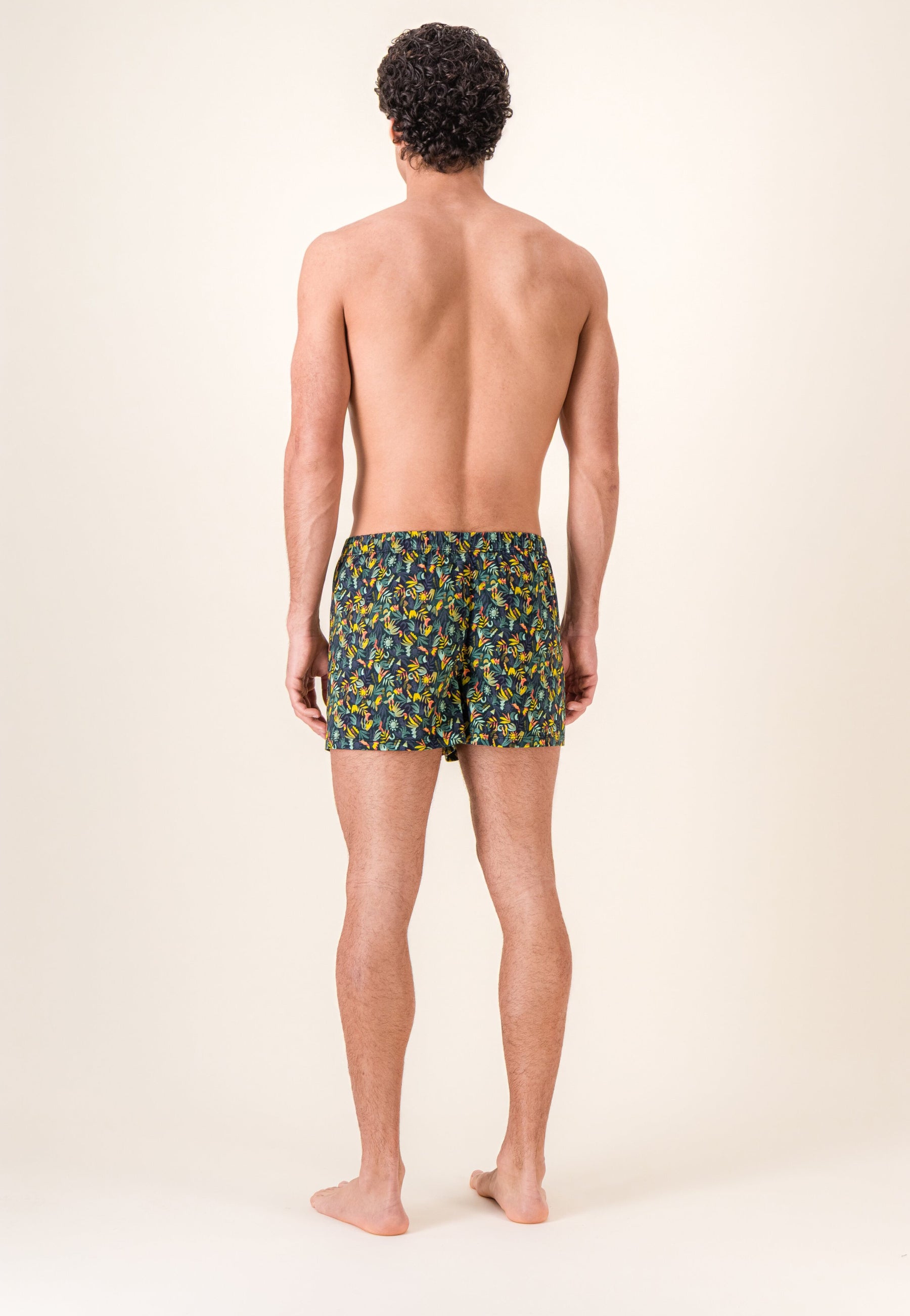Caleçon vert à motif jungle en jersey de coton - Fredo Jungle Kaki Veronese