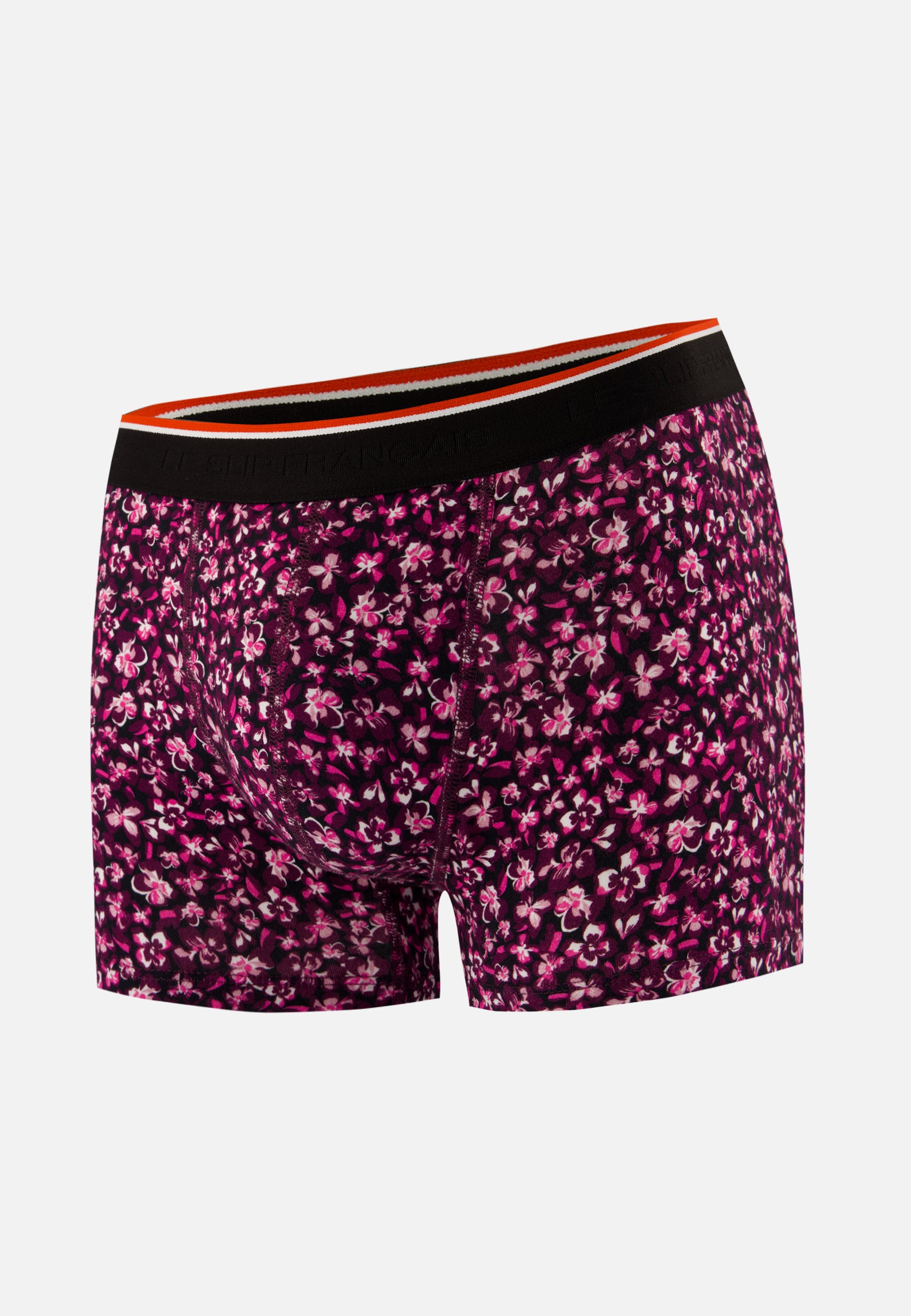 Plum floral cotton boxer shorts - Marius Hibiscus Prune