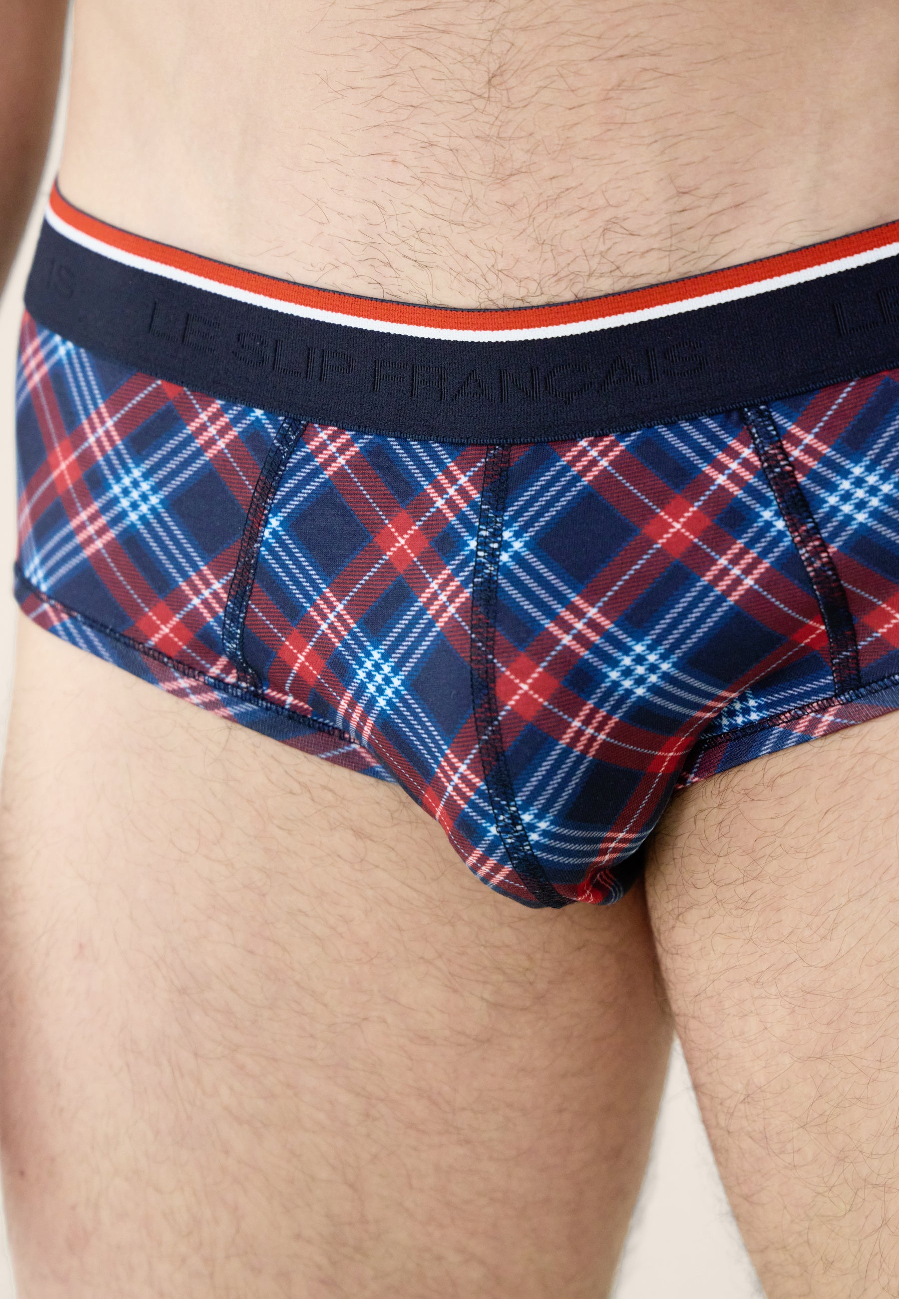 Tricolor checkered briefs - Terrible Blue White Red Tartan