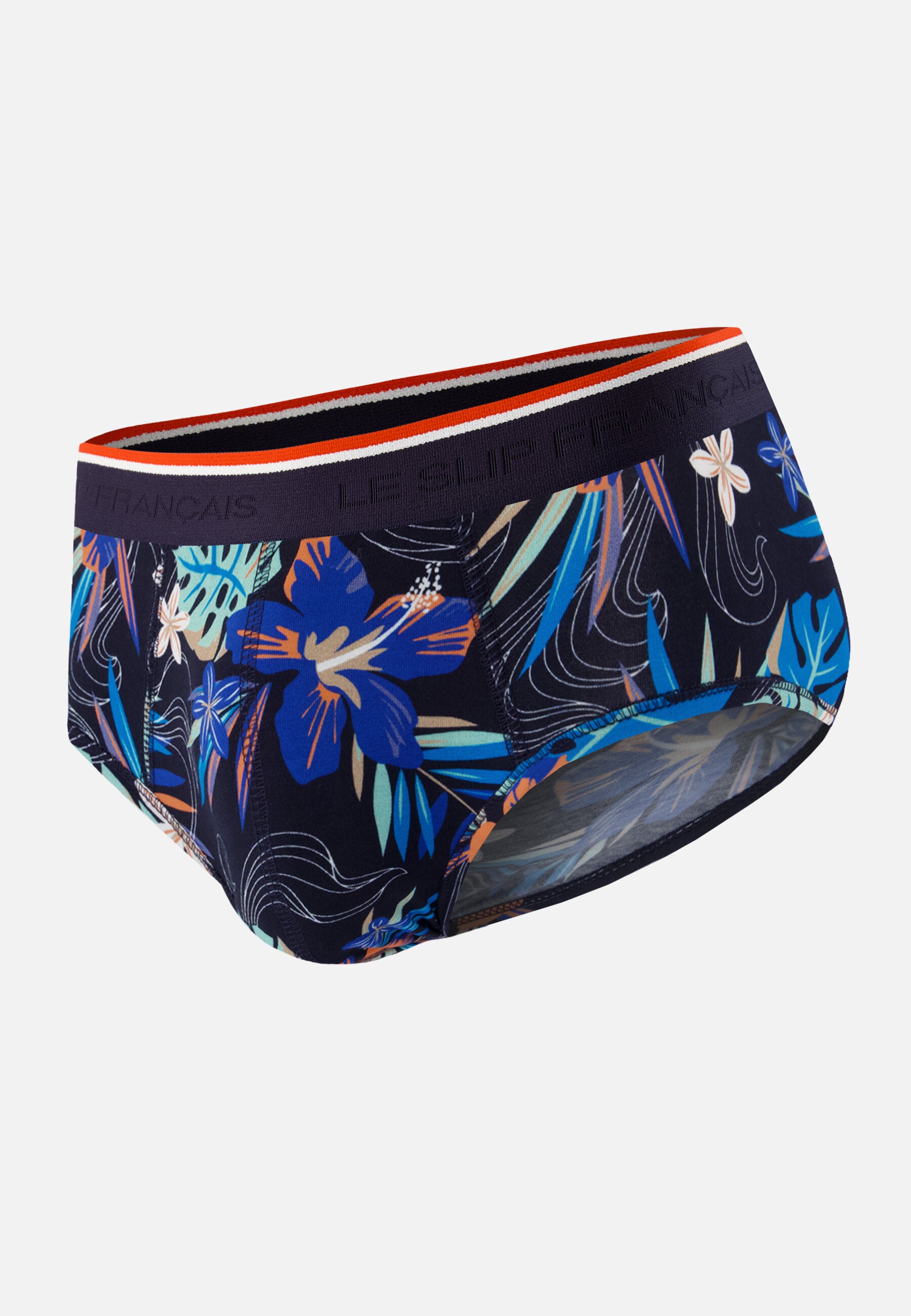 Slip bleu à motif florales en coton - Terrible Hawaï Bleu Nautique