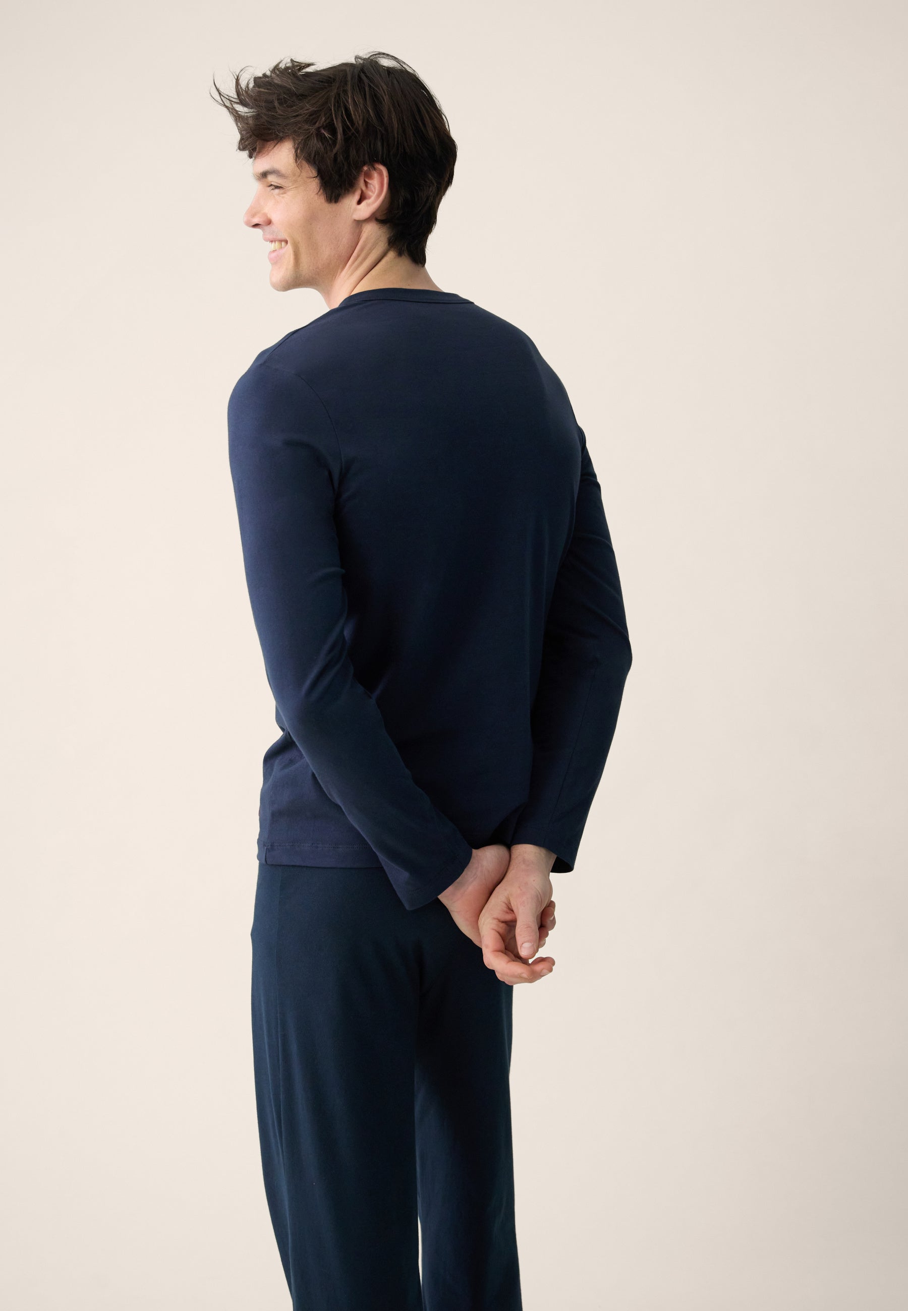 T-shirt homme bleu marine à manches longues en coton - Superbe Marine Brodé L'Incroyable