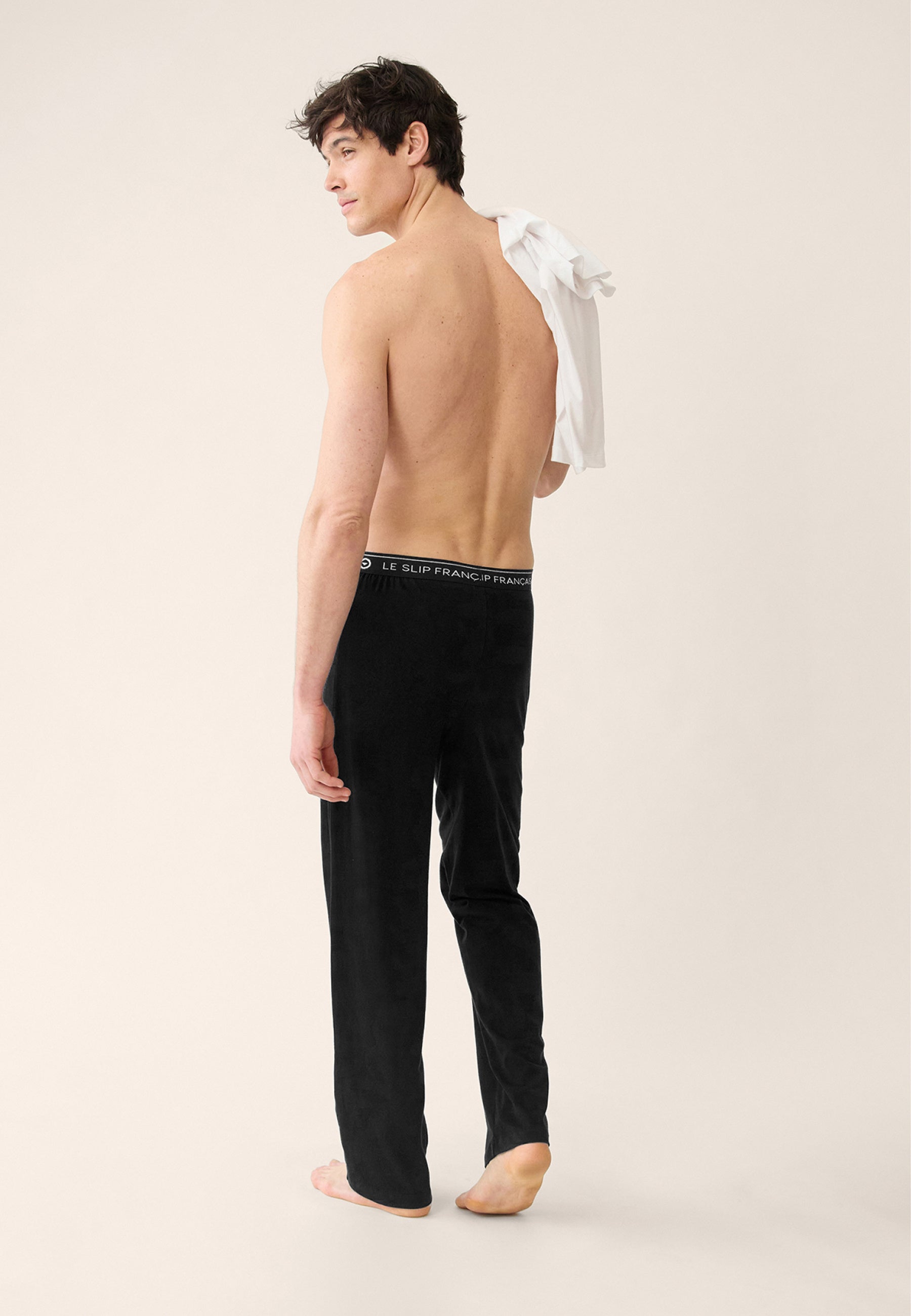 Men's long black cotton pajama bottoms - Indomptable Noir