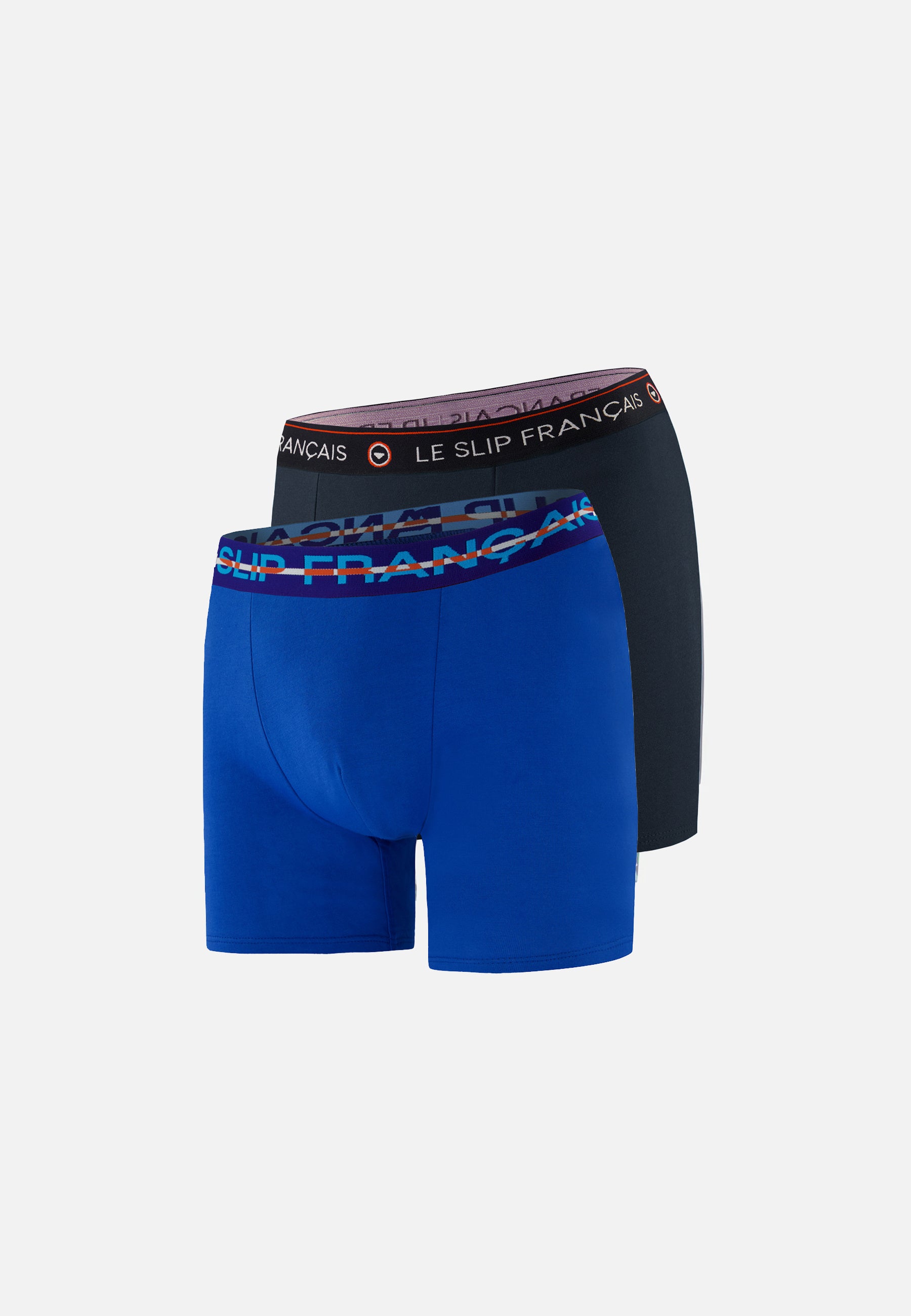 Lot de 2 boxers longs en coton - Boxers longs Marine Bleu Nautique