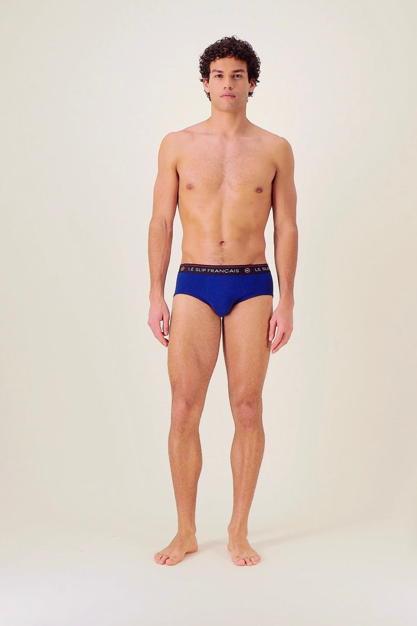 Load video: Blue cotton briefs - Intrepid Indigo
