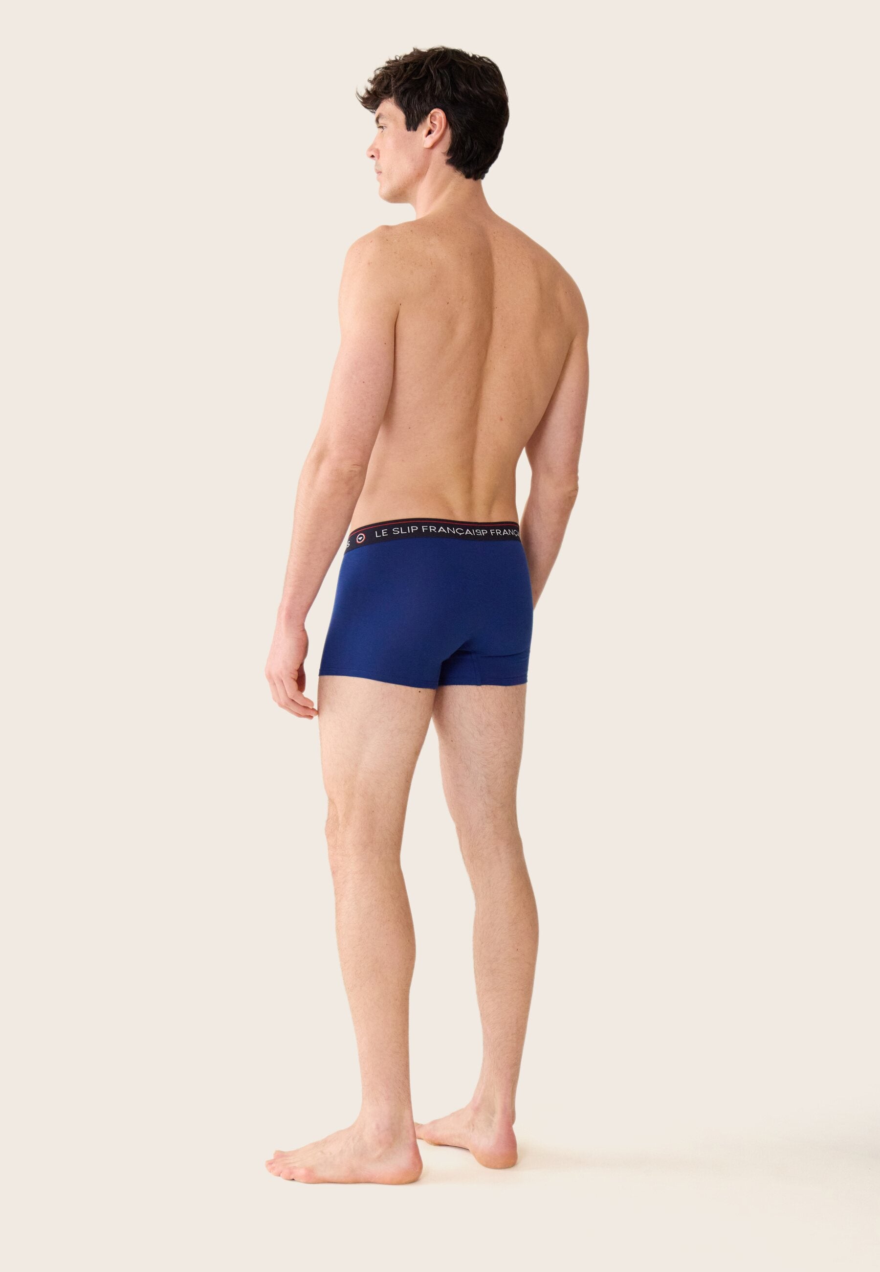 Lot de 5 boxers longs en coton - Boxers Longs Marine Indigo Bleu Jean Gris Chiné Marinière