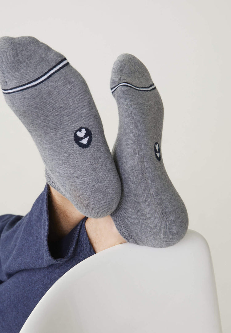 Duo de socquettes en coton - Pack Duo Socquettes Jo Noir Gris Chiné - Le Slip Français - 2