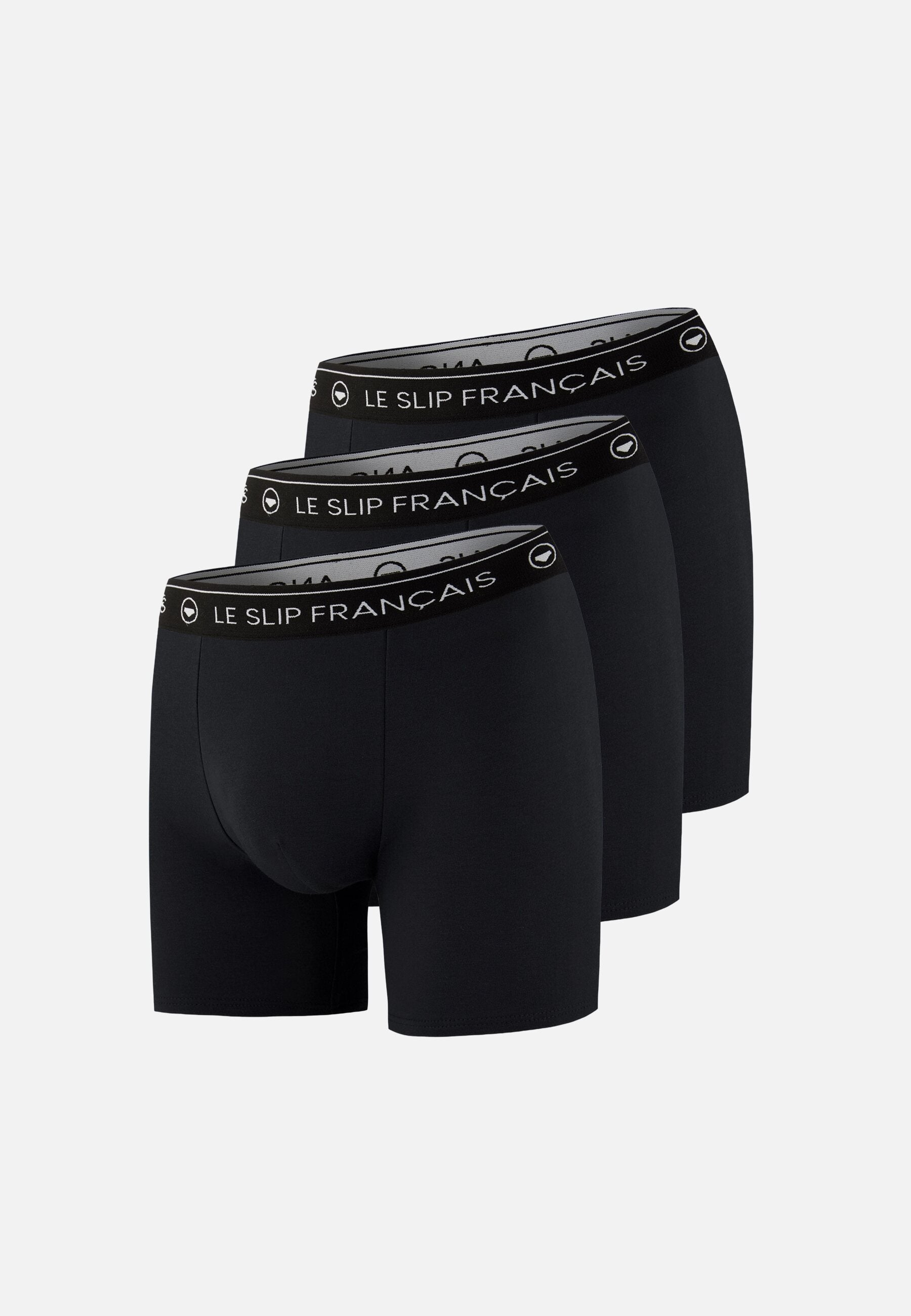 Lot de 3 boxers longs en coton - Boxers Longs Noir