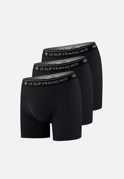 Lot de 3 boxers longs en coton - Boxers Longs Noir