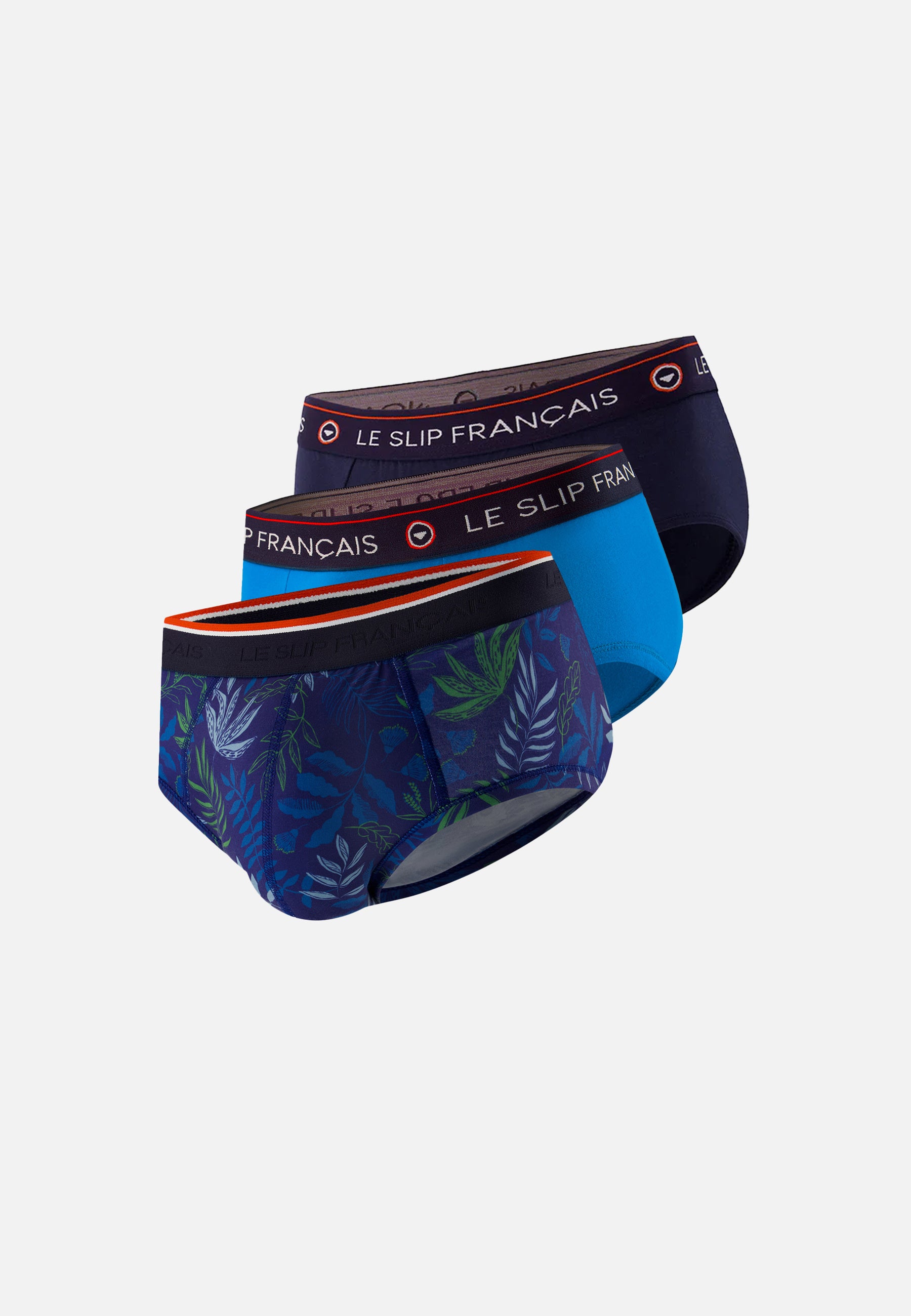 Lot de 3 slips en coton - Slips Sous Bois Indigo Bleu Turquoise Marine