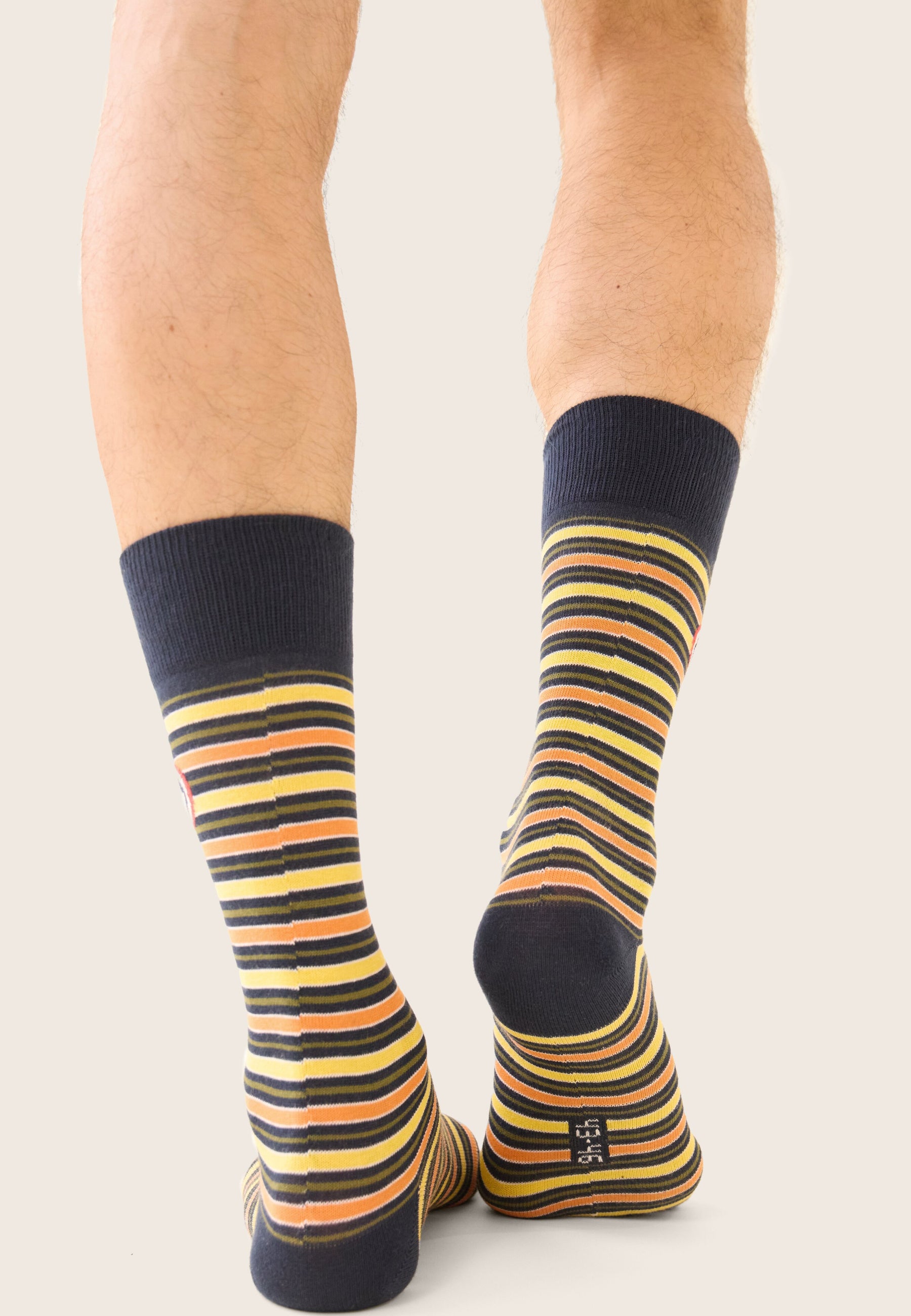 Chaussettes mi-hautes kaki à rayures matelas - Lucas Rayure Matelas Kaki Veronese