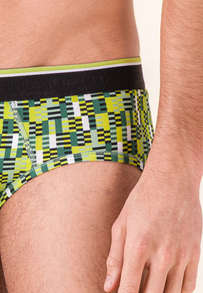 Lot de 3 slips en coton - Slips Entrelacés Vert Forêt Jaune Anis