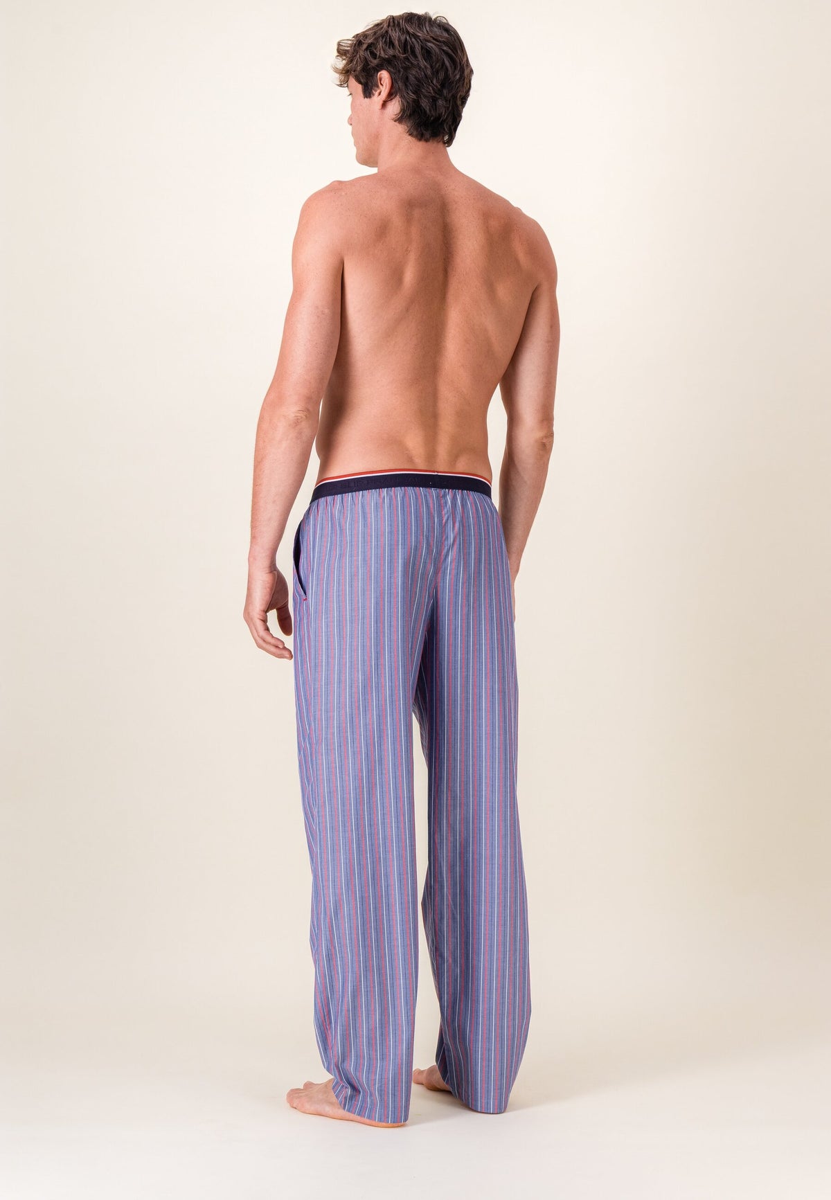 Bas de pyjama long à motif rayure en coton - Bastien Tricolores