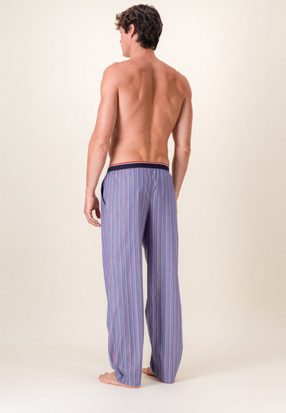 Bas de pyjama long à motif rayure en coton - Bastien Tricolores