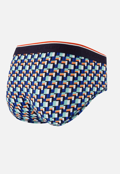 Green cotton briefs with a Corbusier pattern - Terrible Corbusier Azure Green